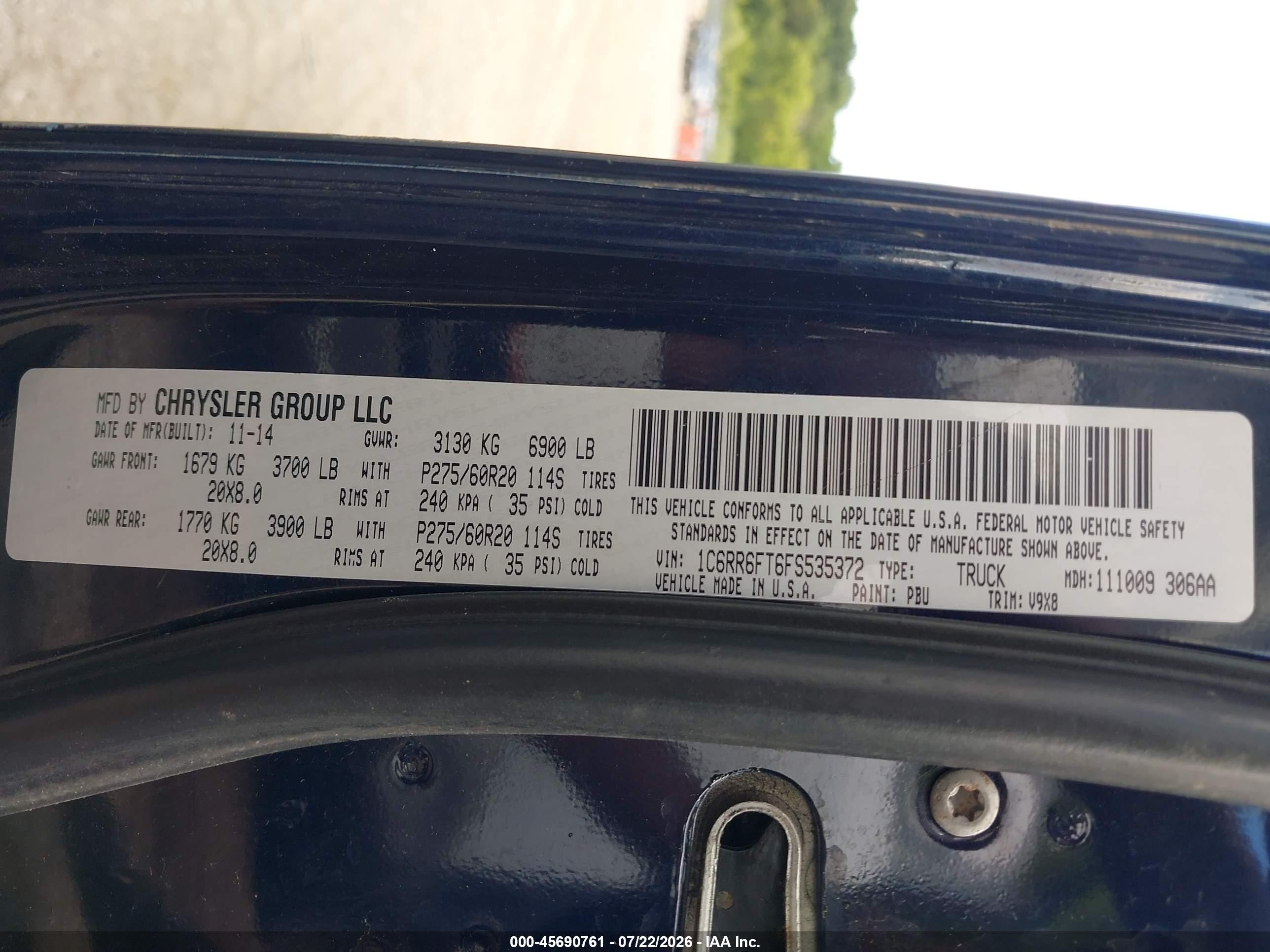 2015 Ram 1500 Express Dark Blue vin: 1C6RR6FT6FS535372
