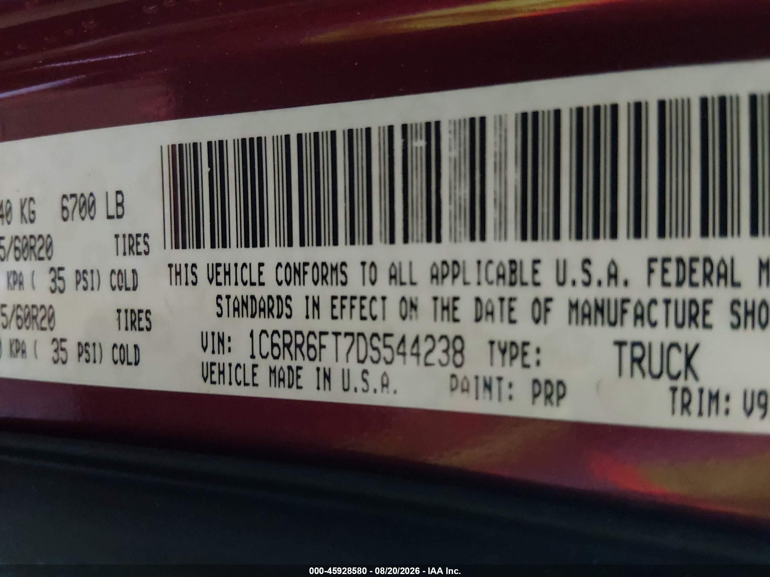 2013 Ram 1500 Express Red vin: 1C6RR6FT7DS544238