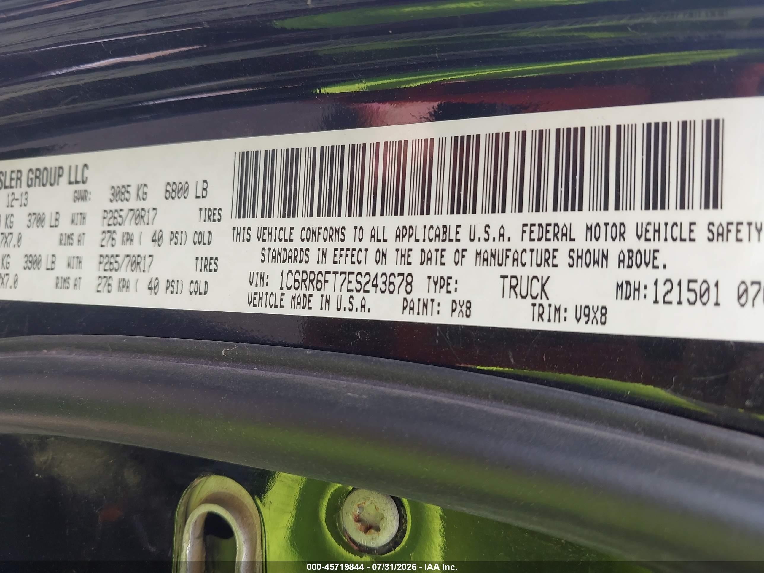 2014 Ram 1500 Tradesman Черный vin: 1C6RR6FT7ES243678