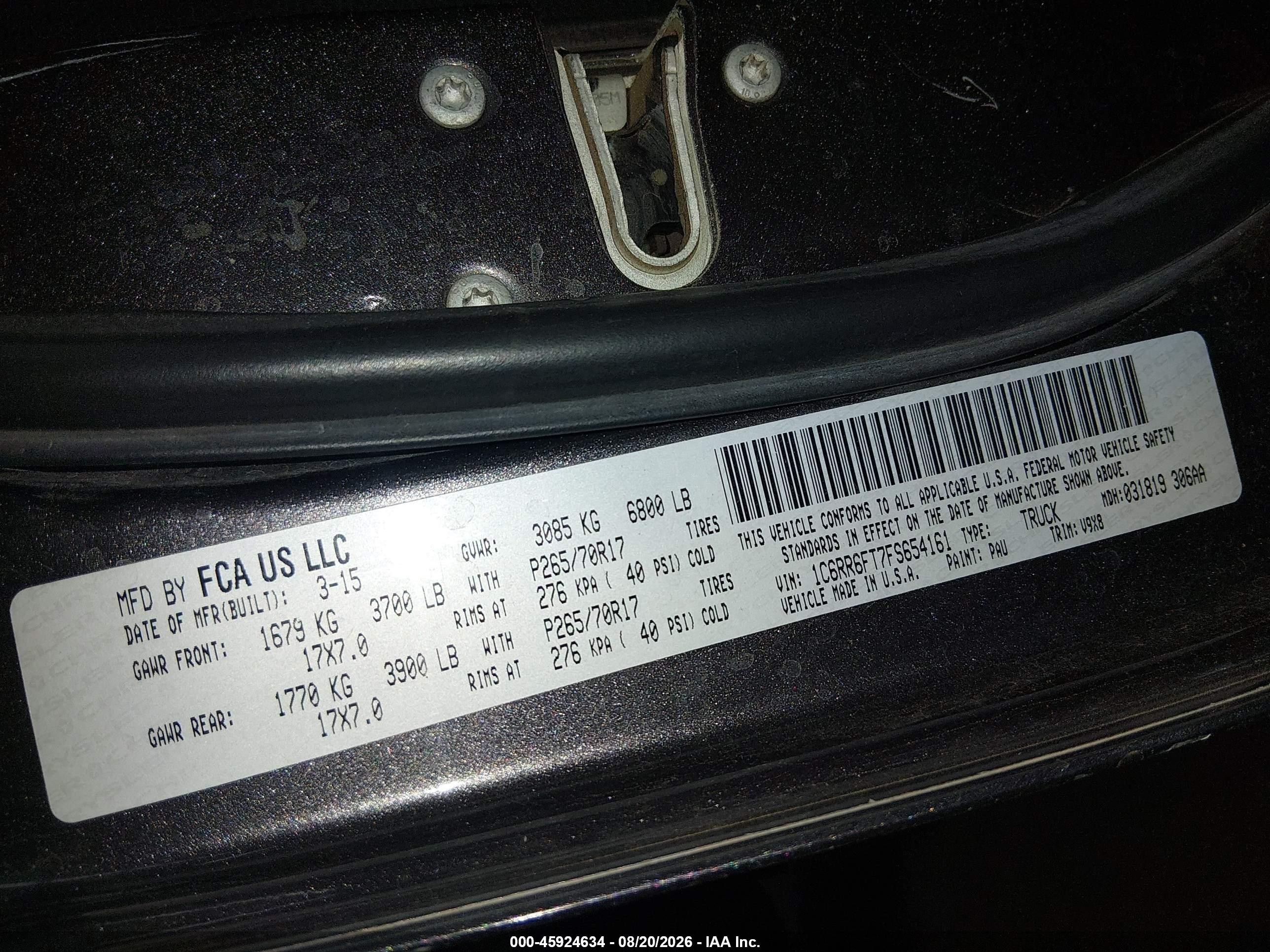 2015 Ram 1500 Tradesman Серый vin: 1C6RR6FT7FS654161