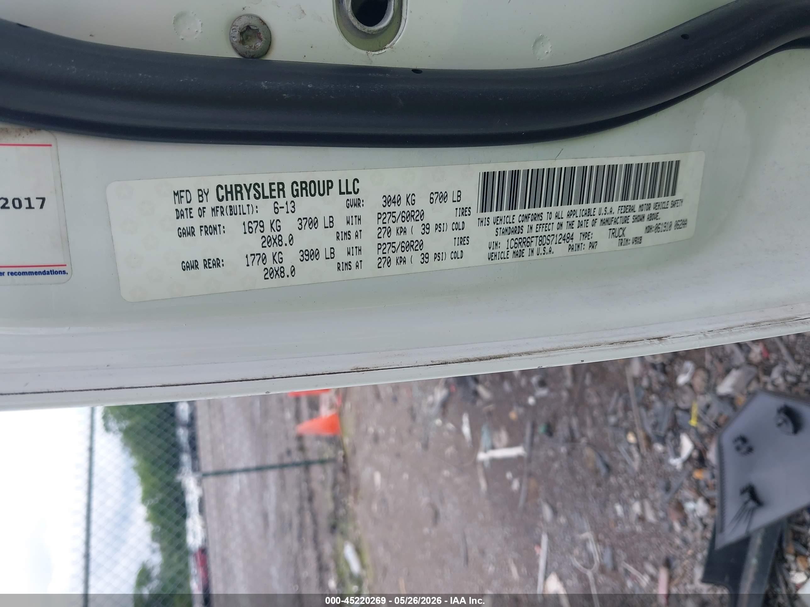 2013 Ram 1500 Express White vin: 1C6RR6FT8DS712484