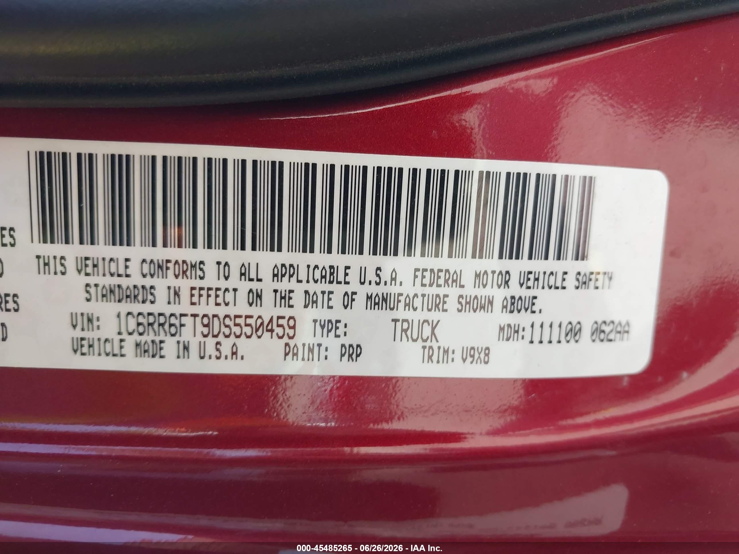 2013 Ram 1500 Express Burgundy vin: 1C6RR6FT9DS550459
