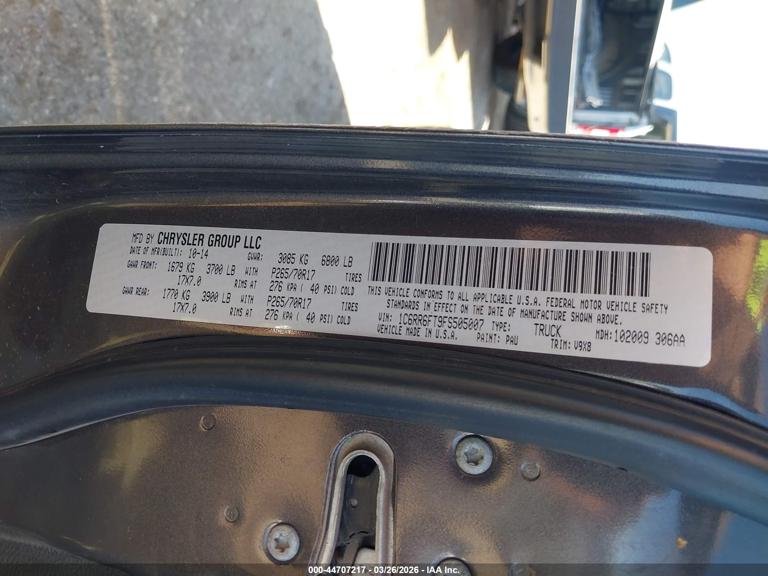2015 Ram 1500 Tradesman Gray vin: 1C6RR6FT9FS505007