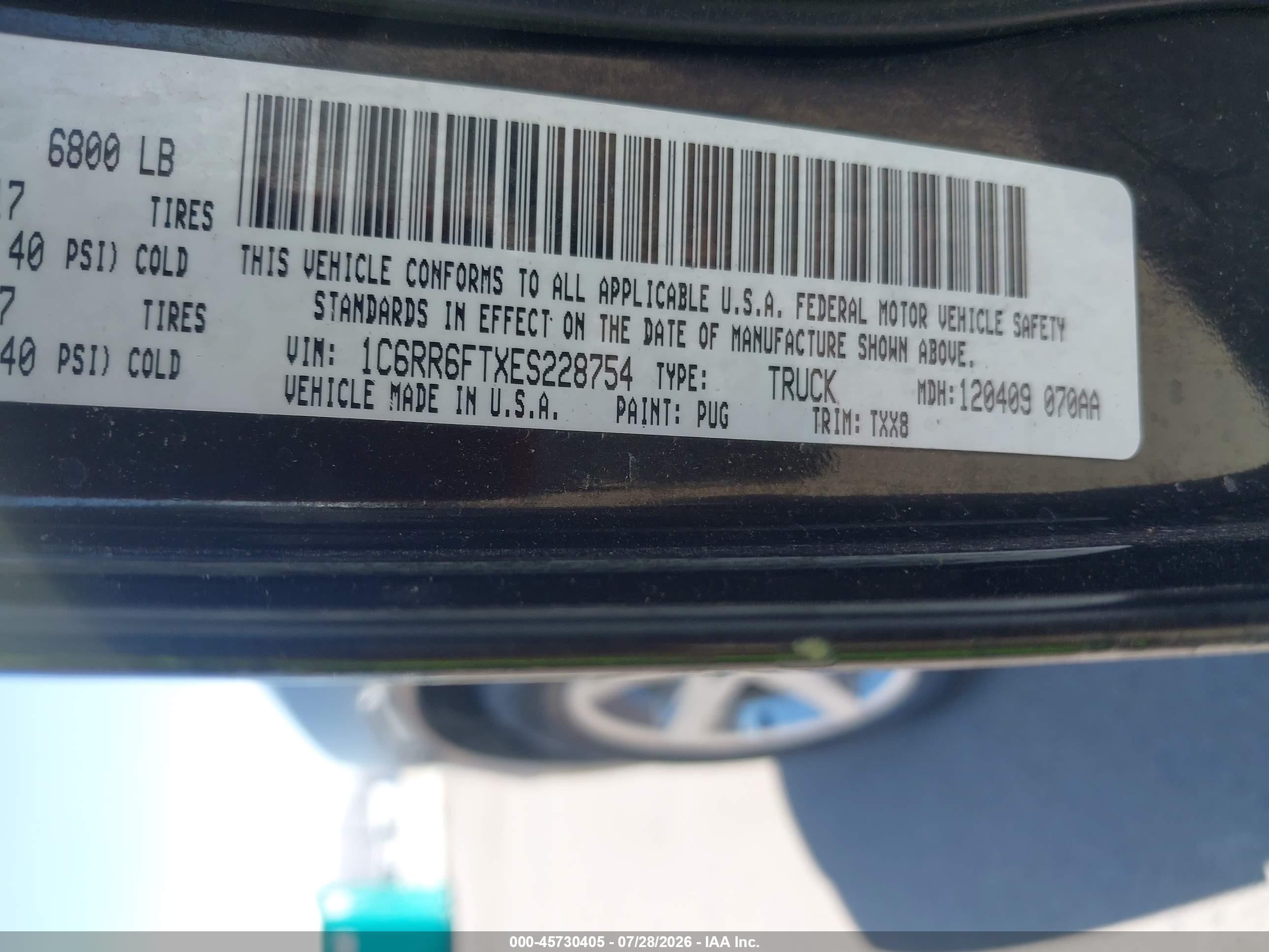 2014 Ram 1500 Tradesman Black vin: 1C6RR6FTXES228754