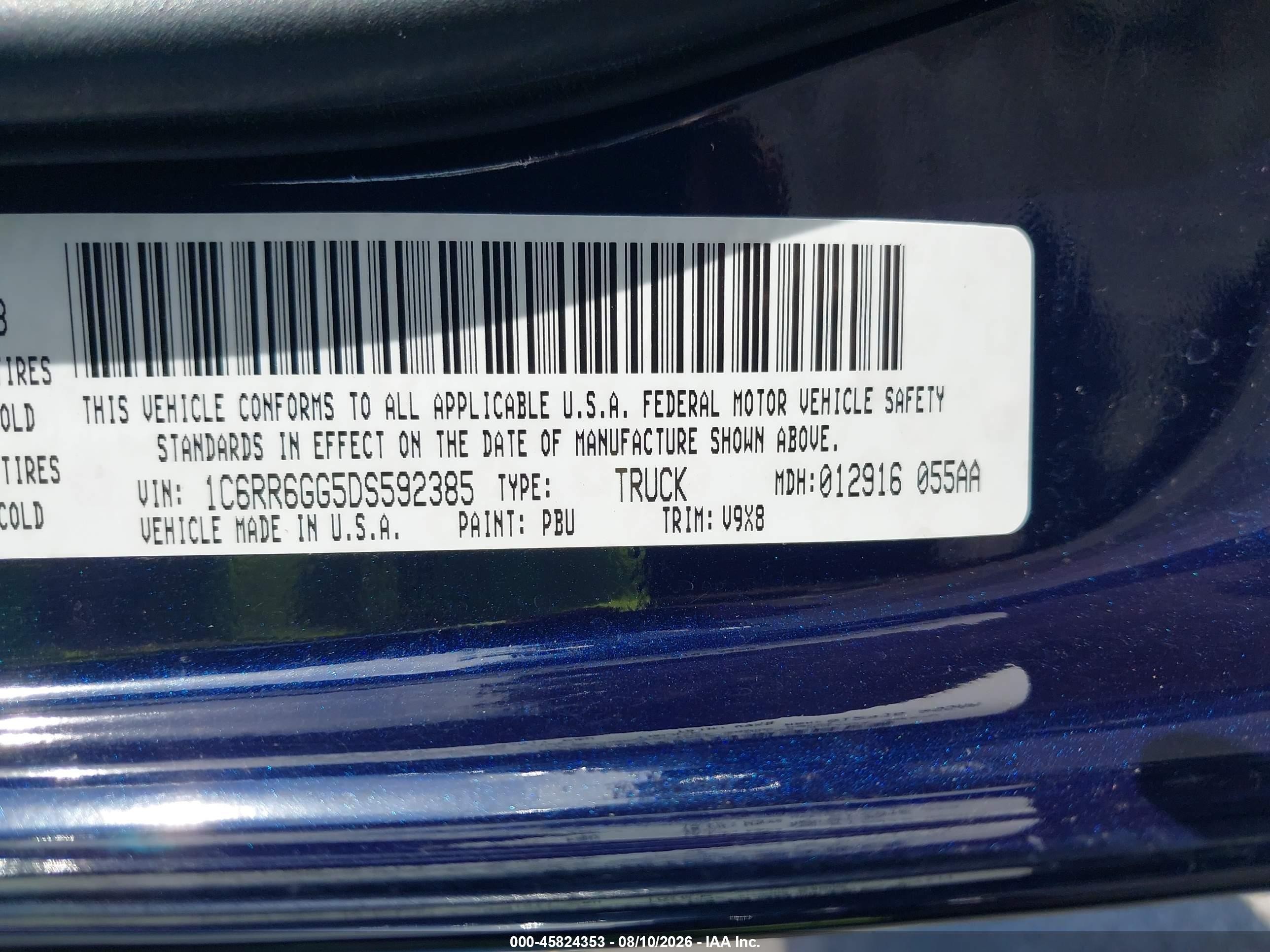 2013 Ram 1500 Slt Dark Blue vin: 1C6RR6GG5DS592385