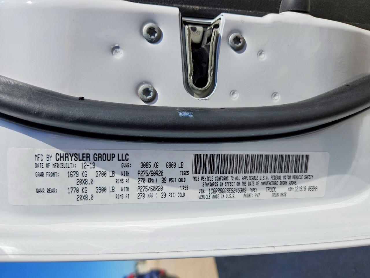 2014 Ram 1500 Slt White vin: 1C6RR6GG6ES245309