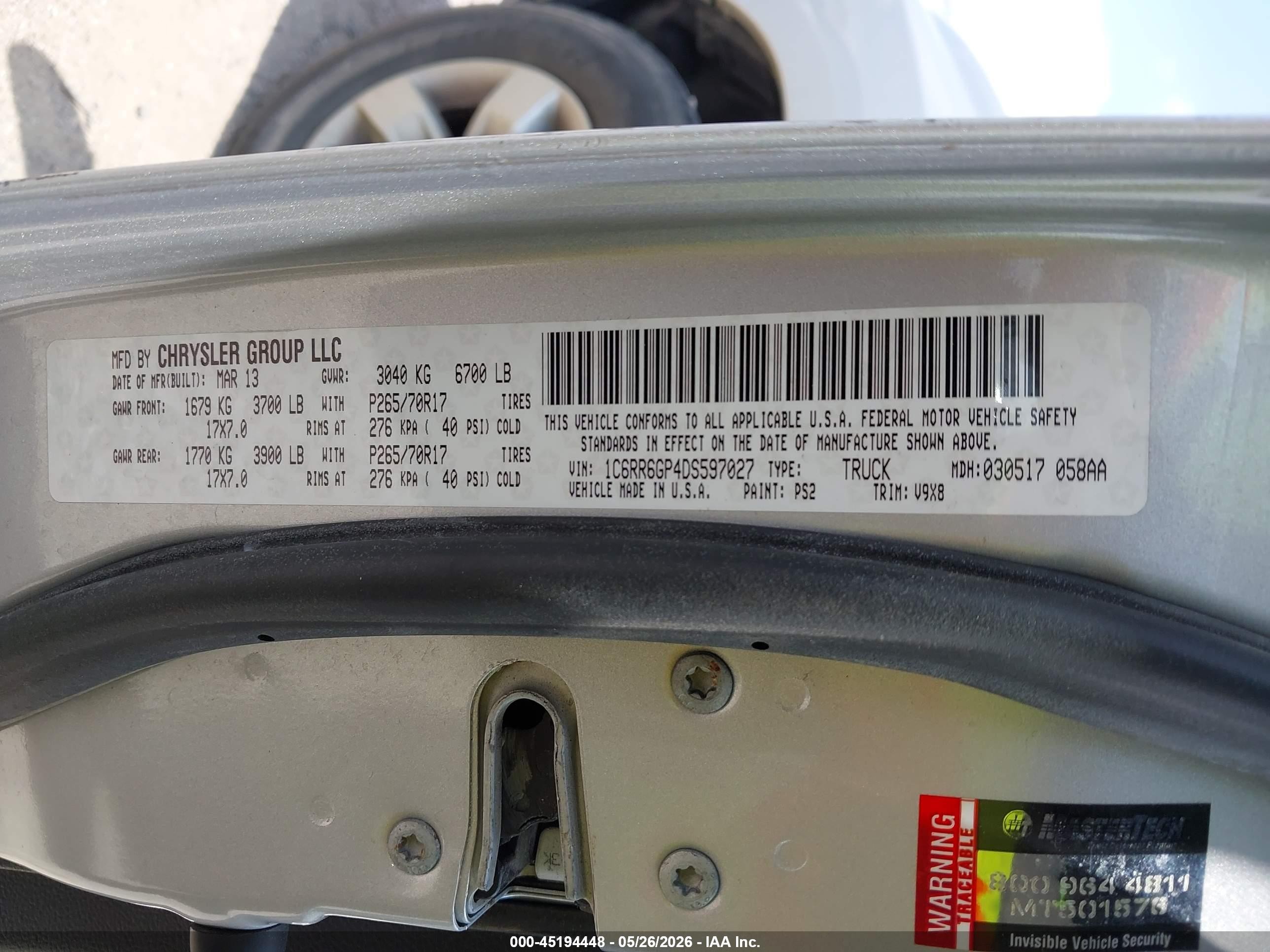 2013 Ram 1500 Slt Silver vin: 1C6RR6GP4DS597027