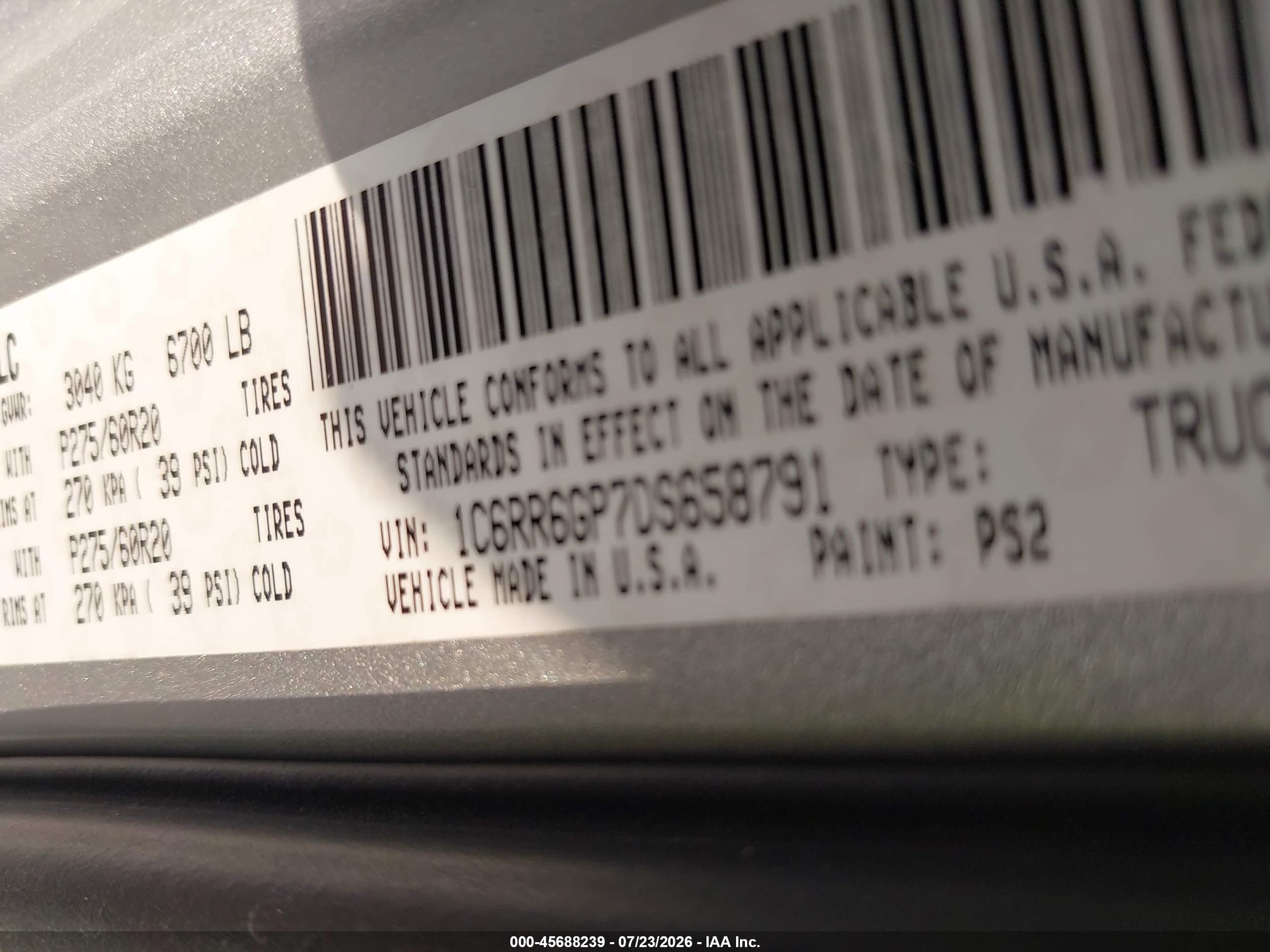 2013 Ram 1500 Slt Silver vin: 1C6RR6GP7DS658791