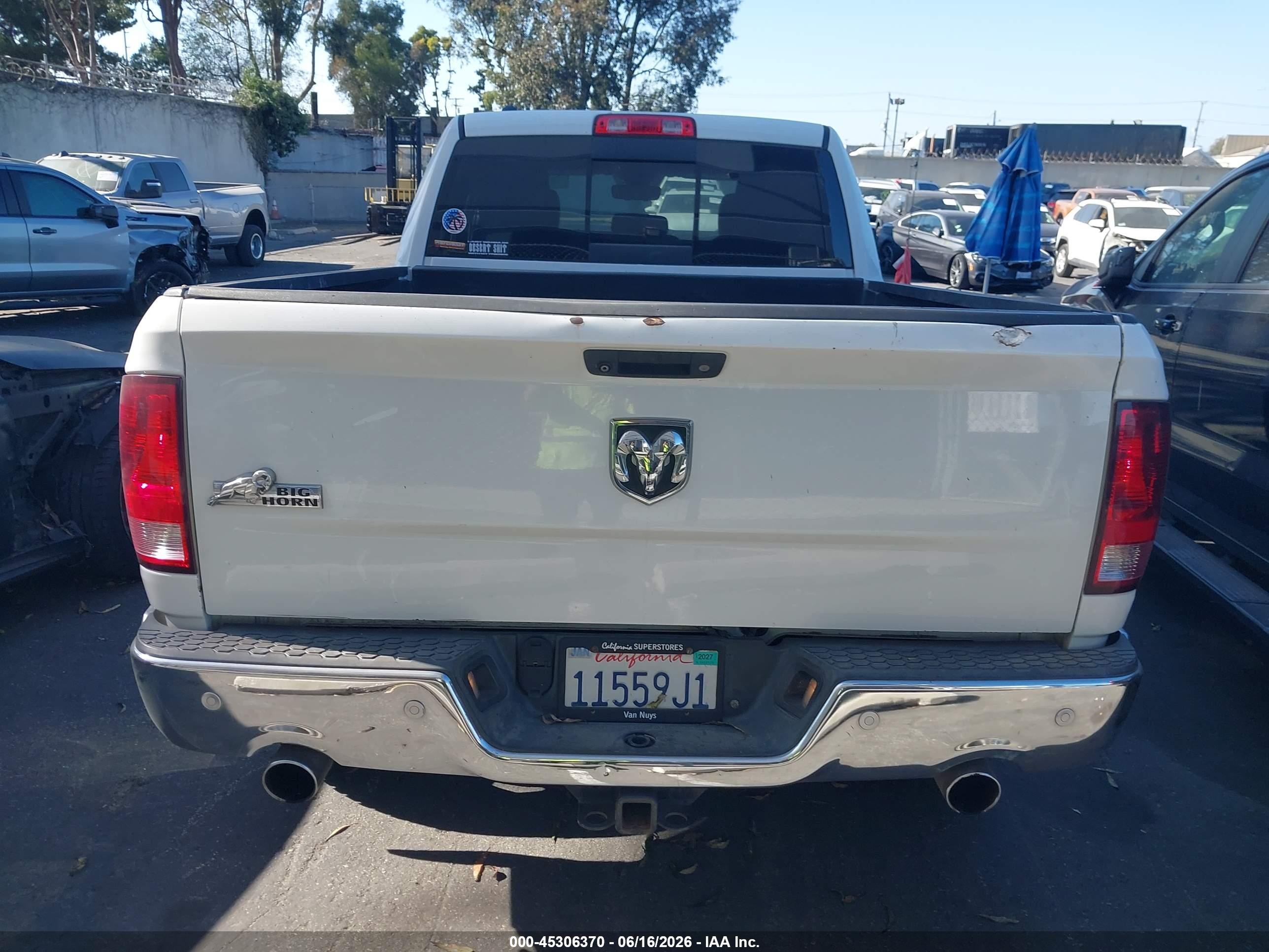 2014 Ram 1500 Big Horn White vin: 1C6RR6GT0ES154811