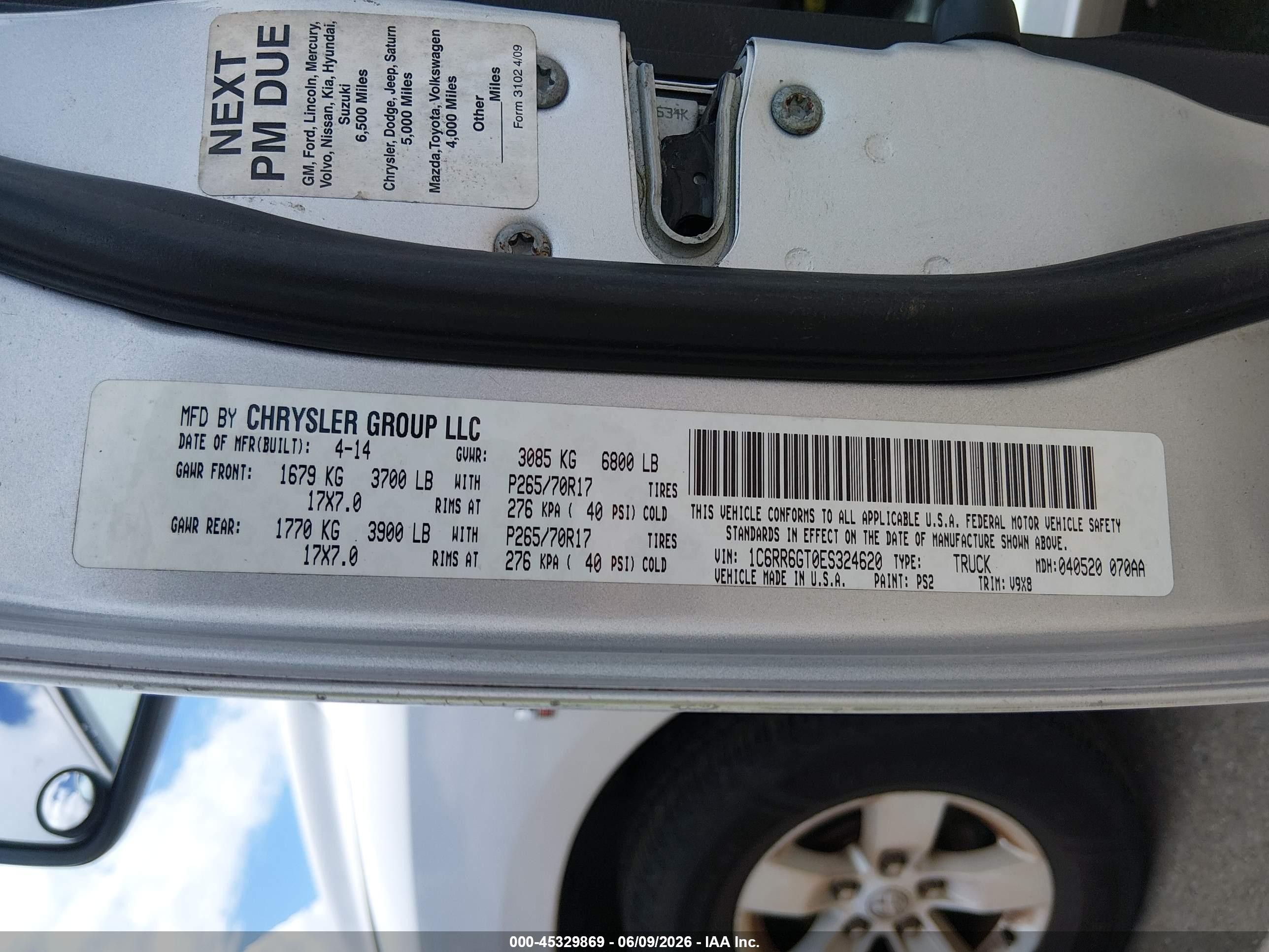 2014 Ram 1500 Slt Silver vin: 1C6RR6GT0ES324620
