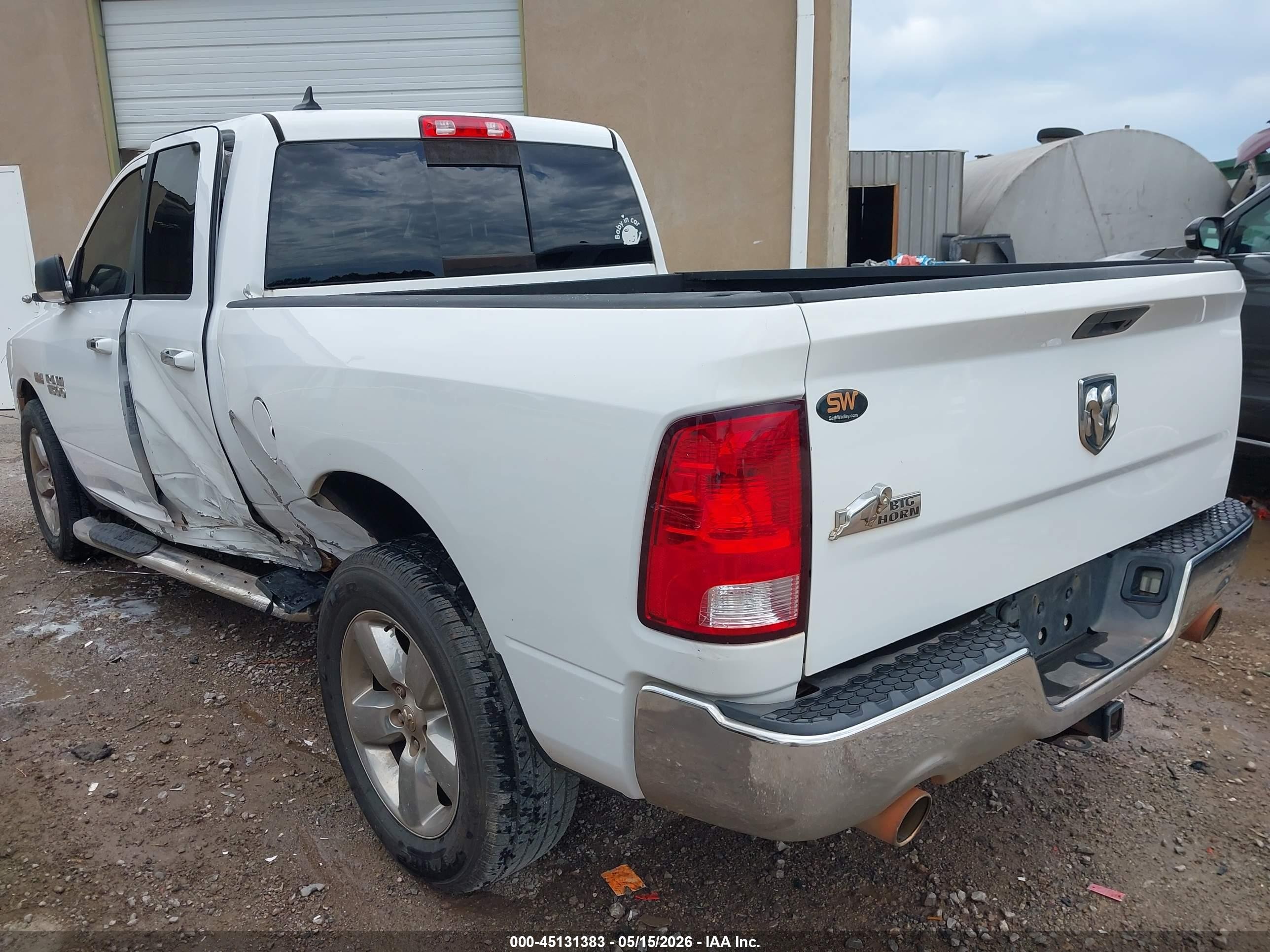 2015 Ram 1500 Big Horn White vin: 1C6RR6GT3FS784842