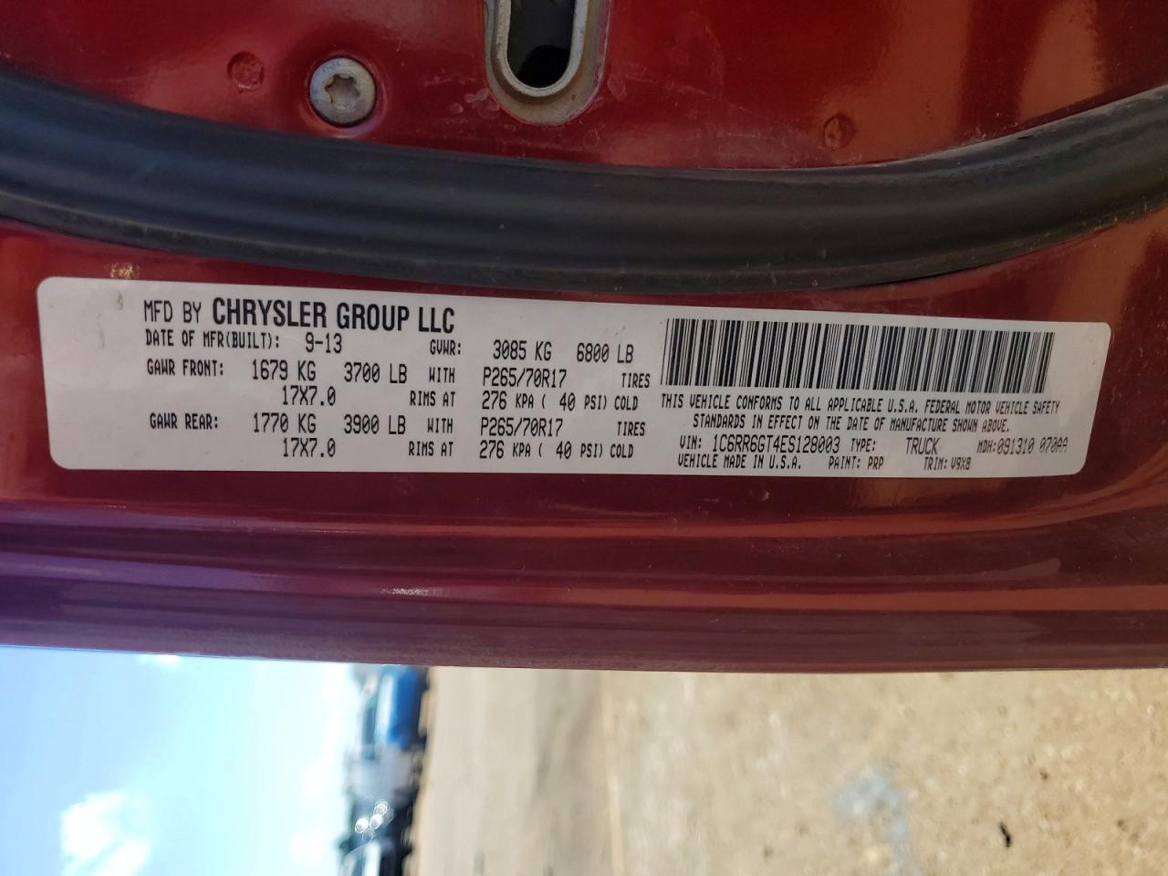 2014 Ram 1500 Slt Maroon vin: 1C6RR6GT4ES128003