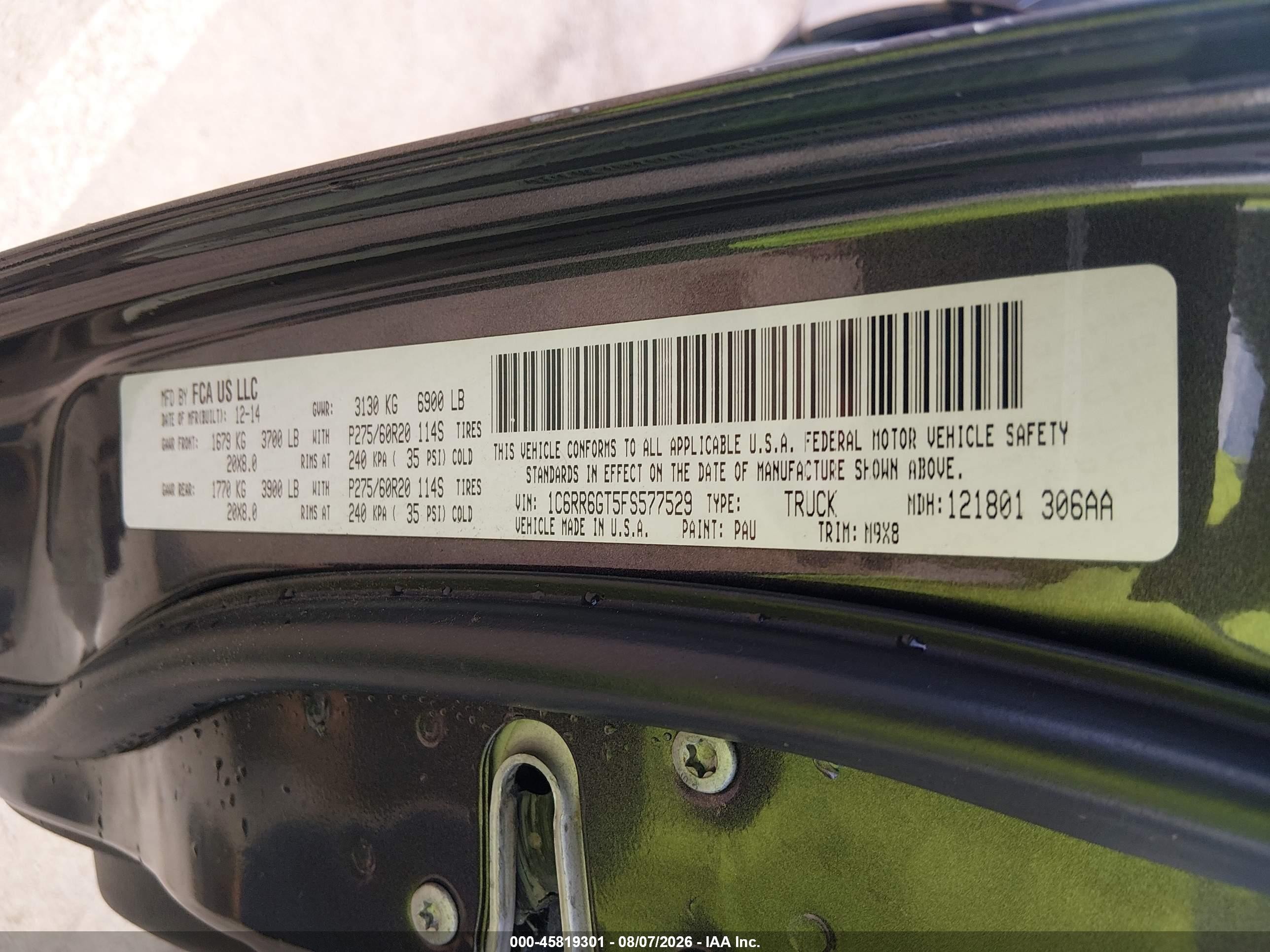 2015 Ram 1500 Big Horn Gray vin: 1C6RR6GT5FS577529
