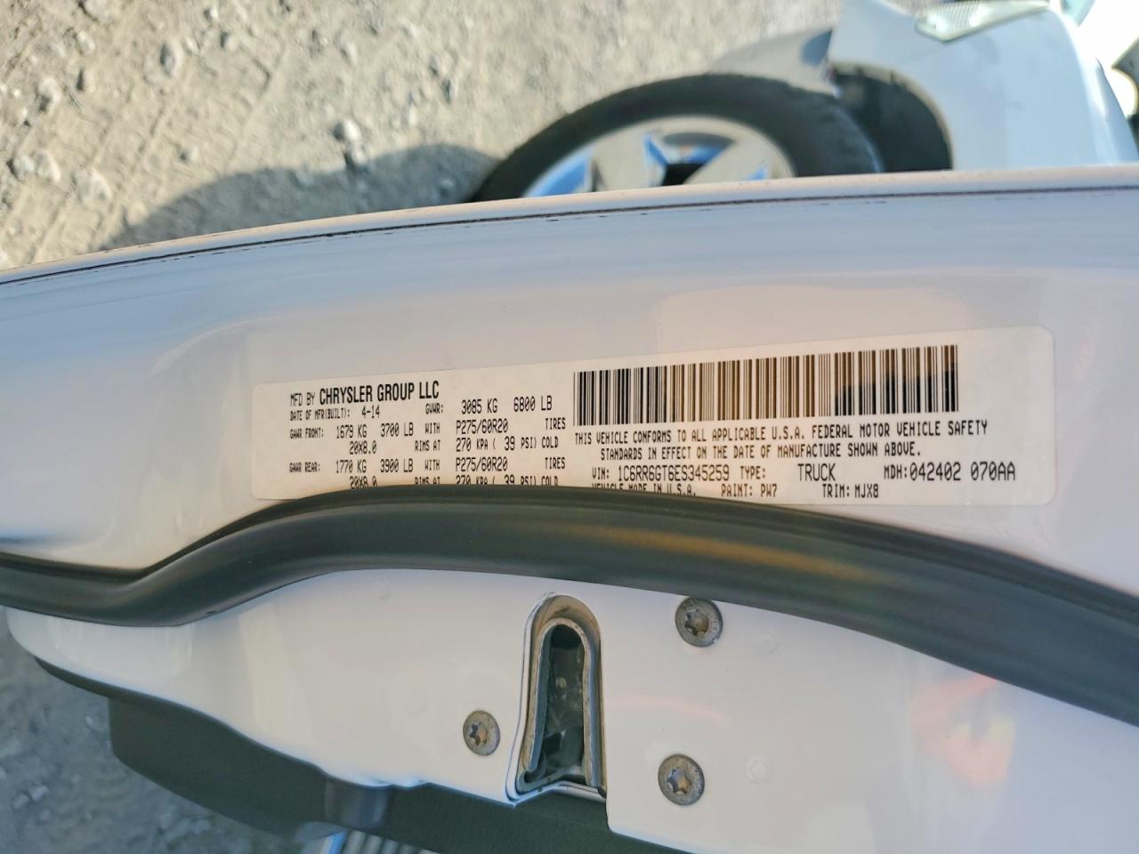 2014 Ram 1500 Slt Белый vin: 1C6RR6GT6ES345259
