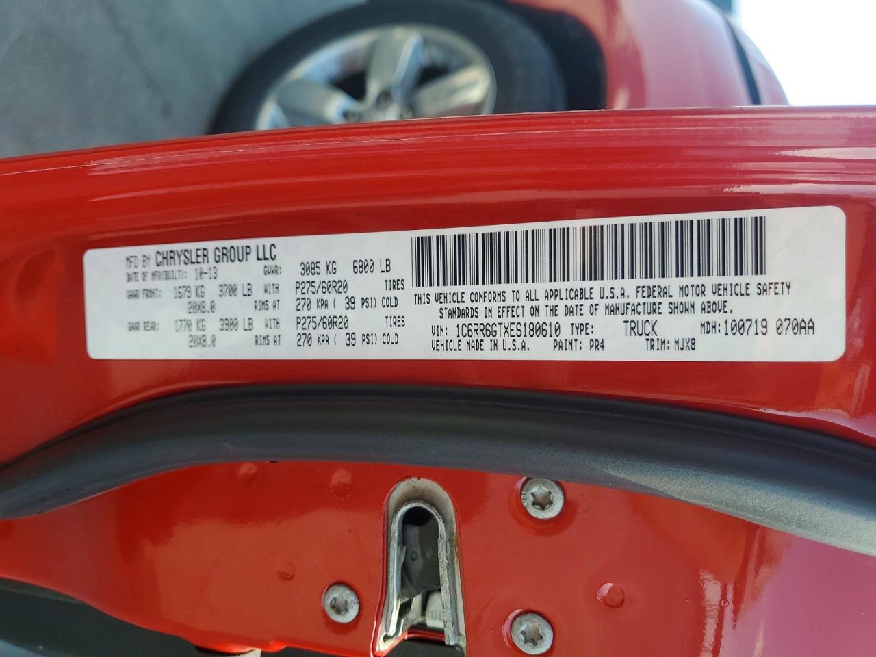 2014 Ram 1500 Slt Красный vin: 1C6RR6GTXES180610