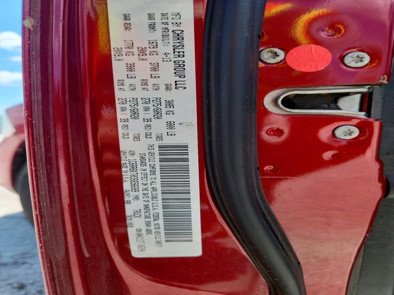 2013 Ram 1500 St Бордовый vin: 1C6RR6KT0DS656689