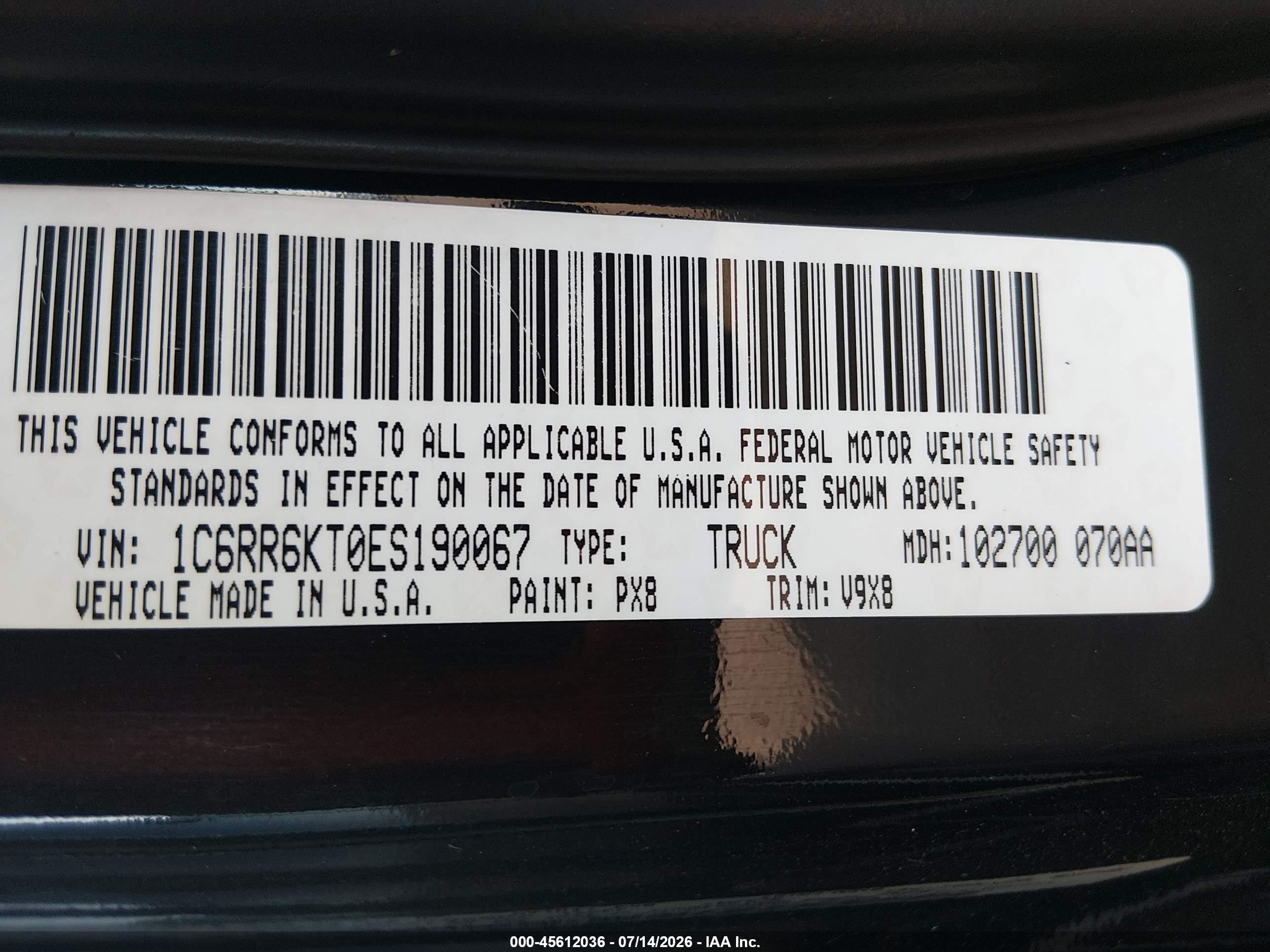 2014 Ram 1500 Express Gray vin: 1C6RR6KT0ES190067