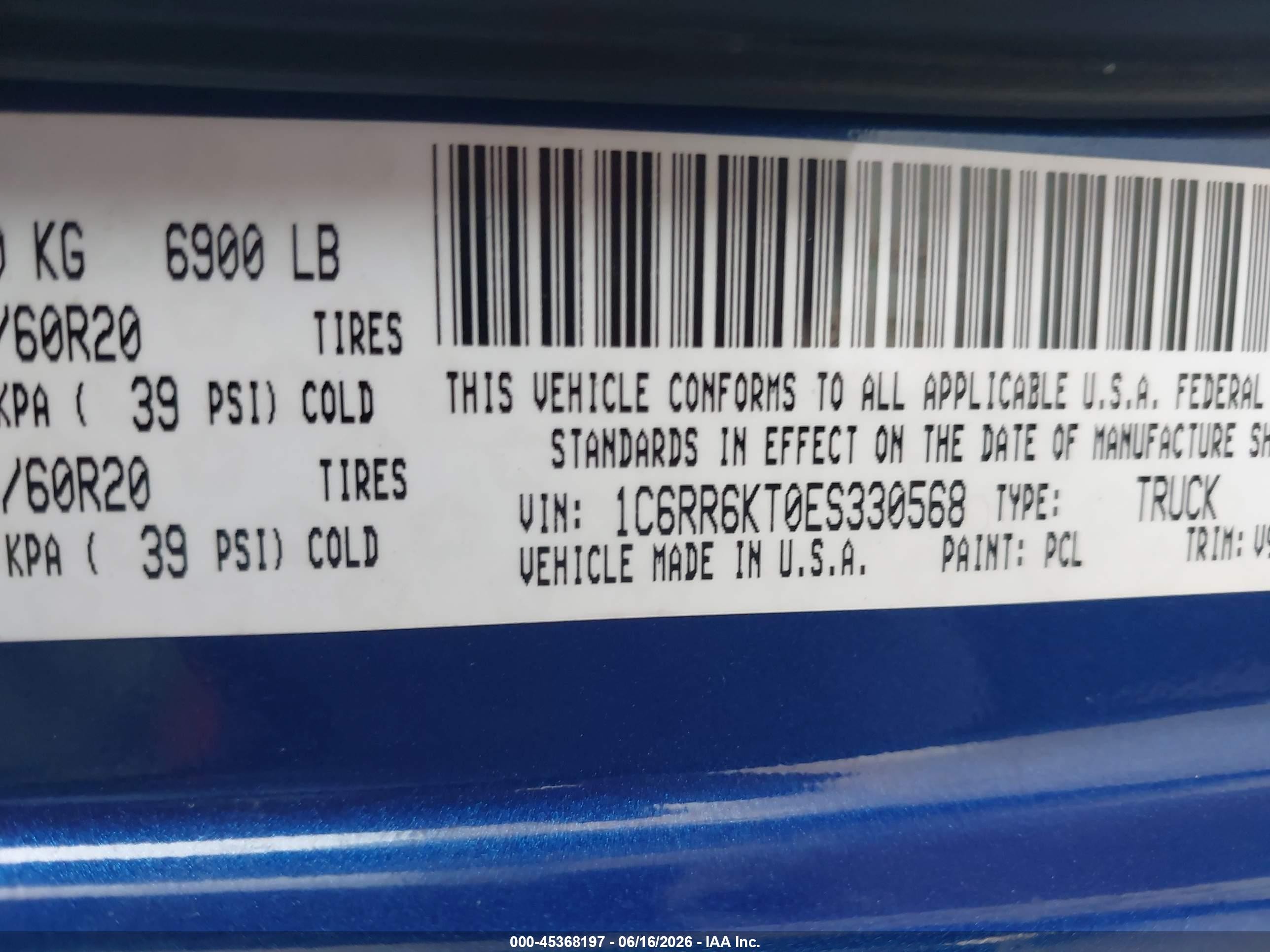 2014 Ram 1500 Express Blue vin: 1C6RR6KT0ES330568