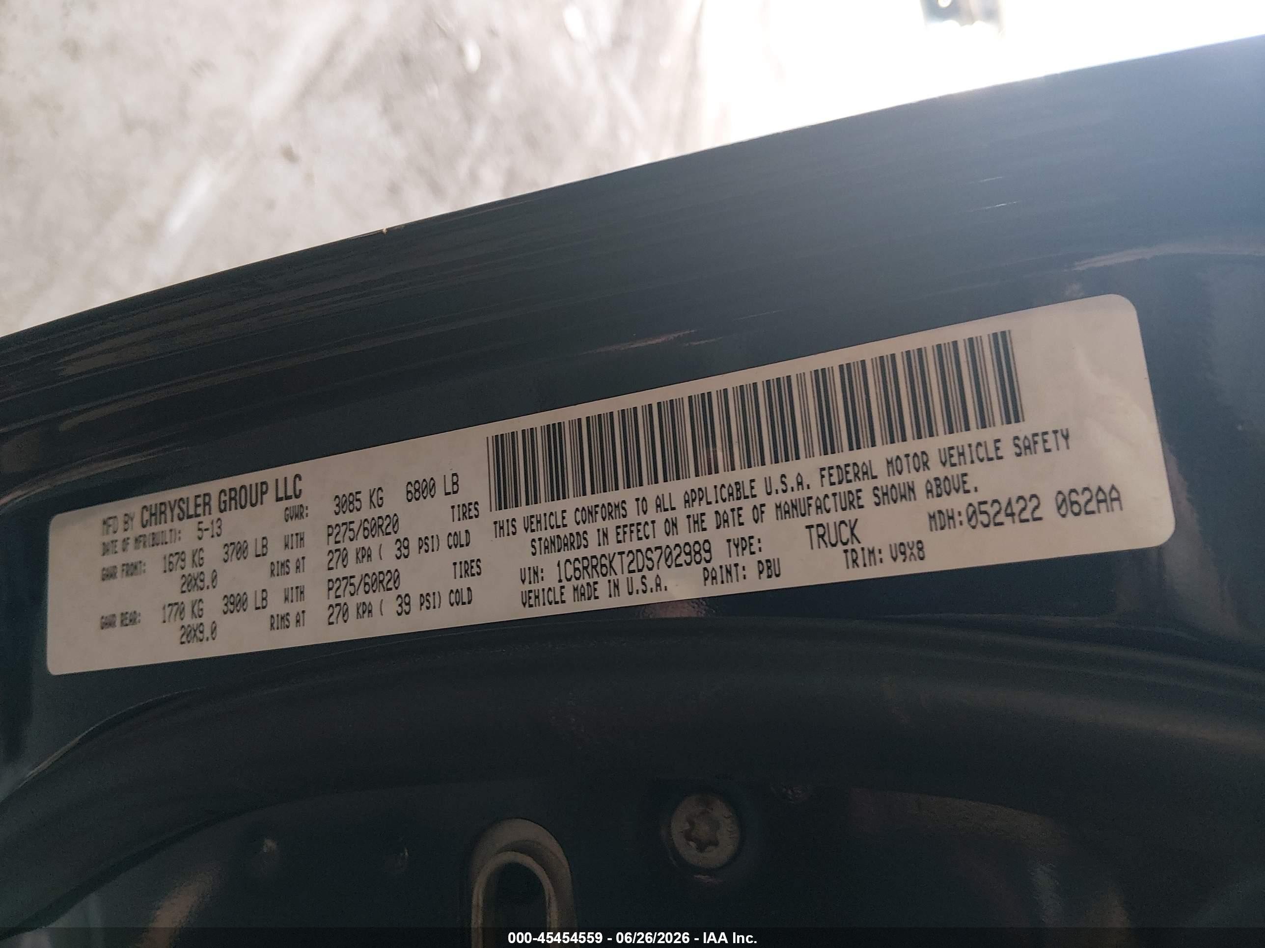 2013 Ram 1500 Express Синий vin: 1C6RR6KT2DS702989