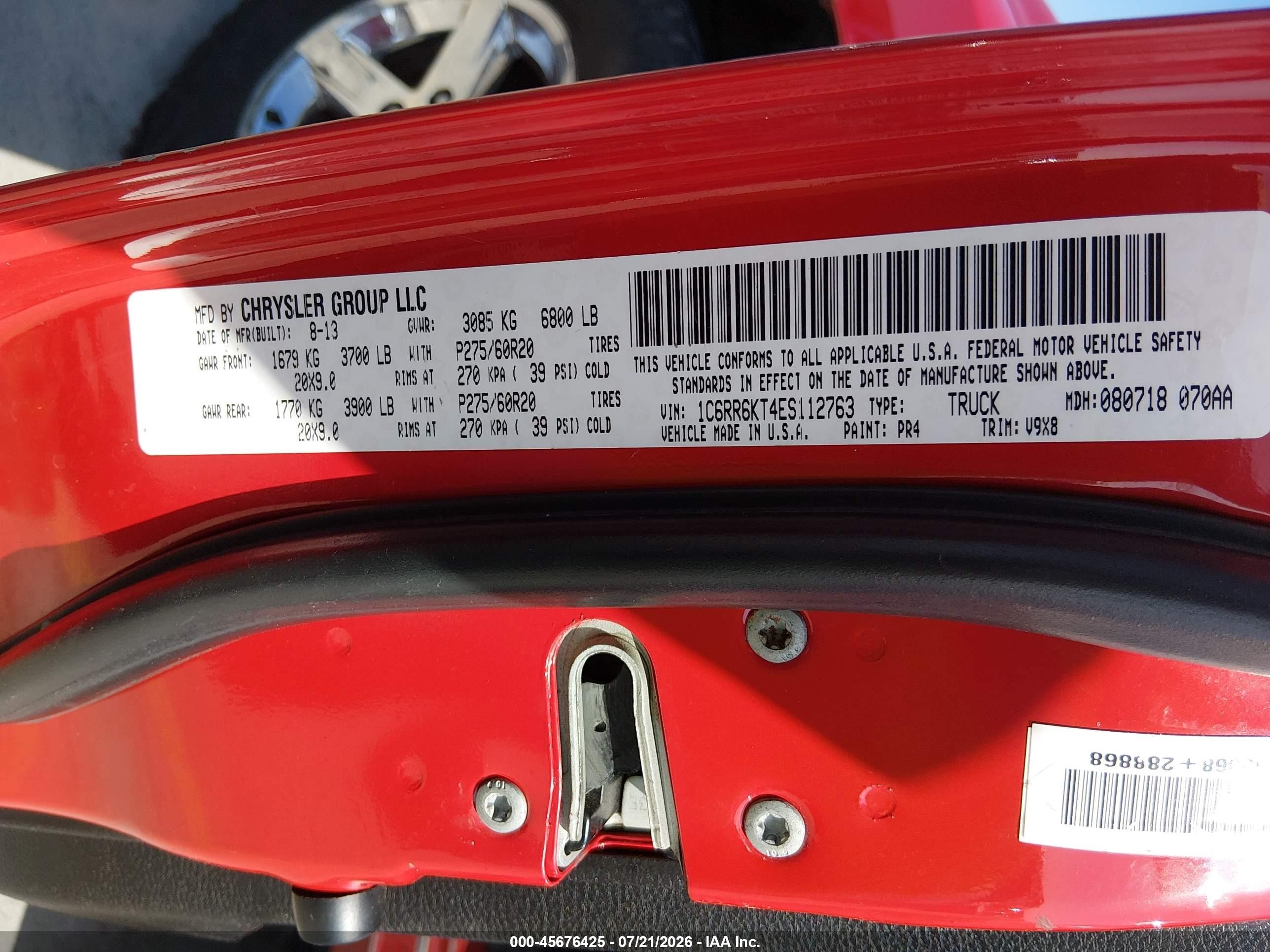 2014 Ram 1500 Express Red vin: 1C6RR6KT4ES112763