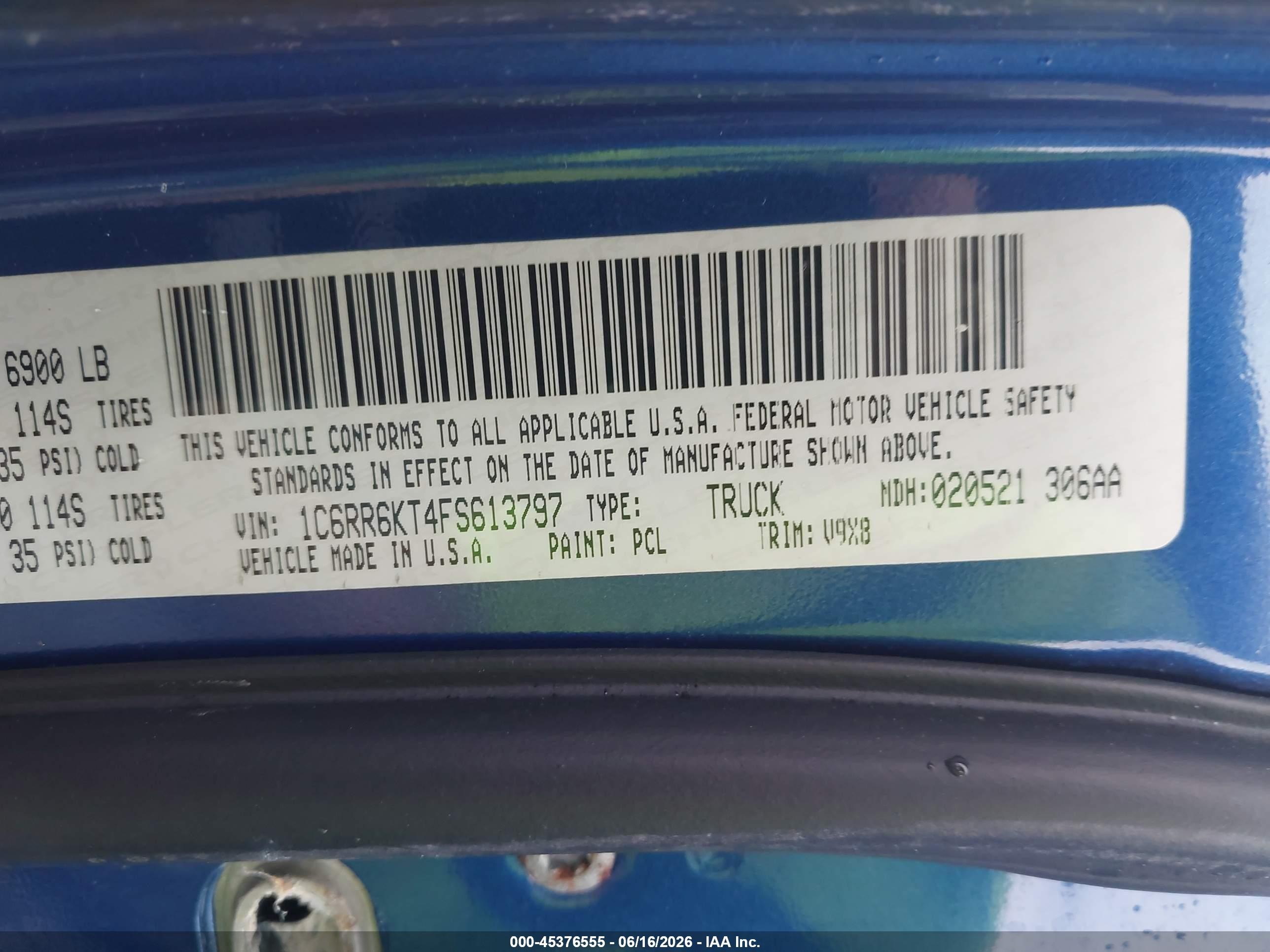 2015 Ram 1500 Express Blue vin: 1C6RR6KT4FS613797