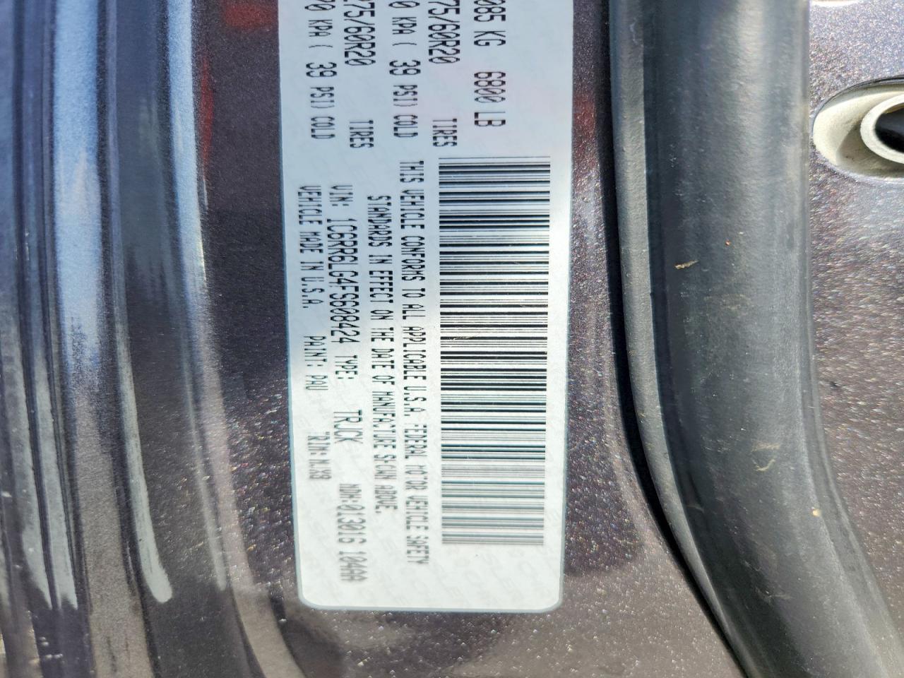 2015 Ram 1500 Slt Gray vin: 1C6RR6LG4FS608424