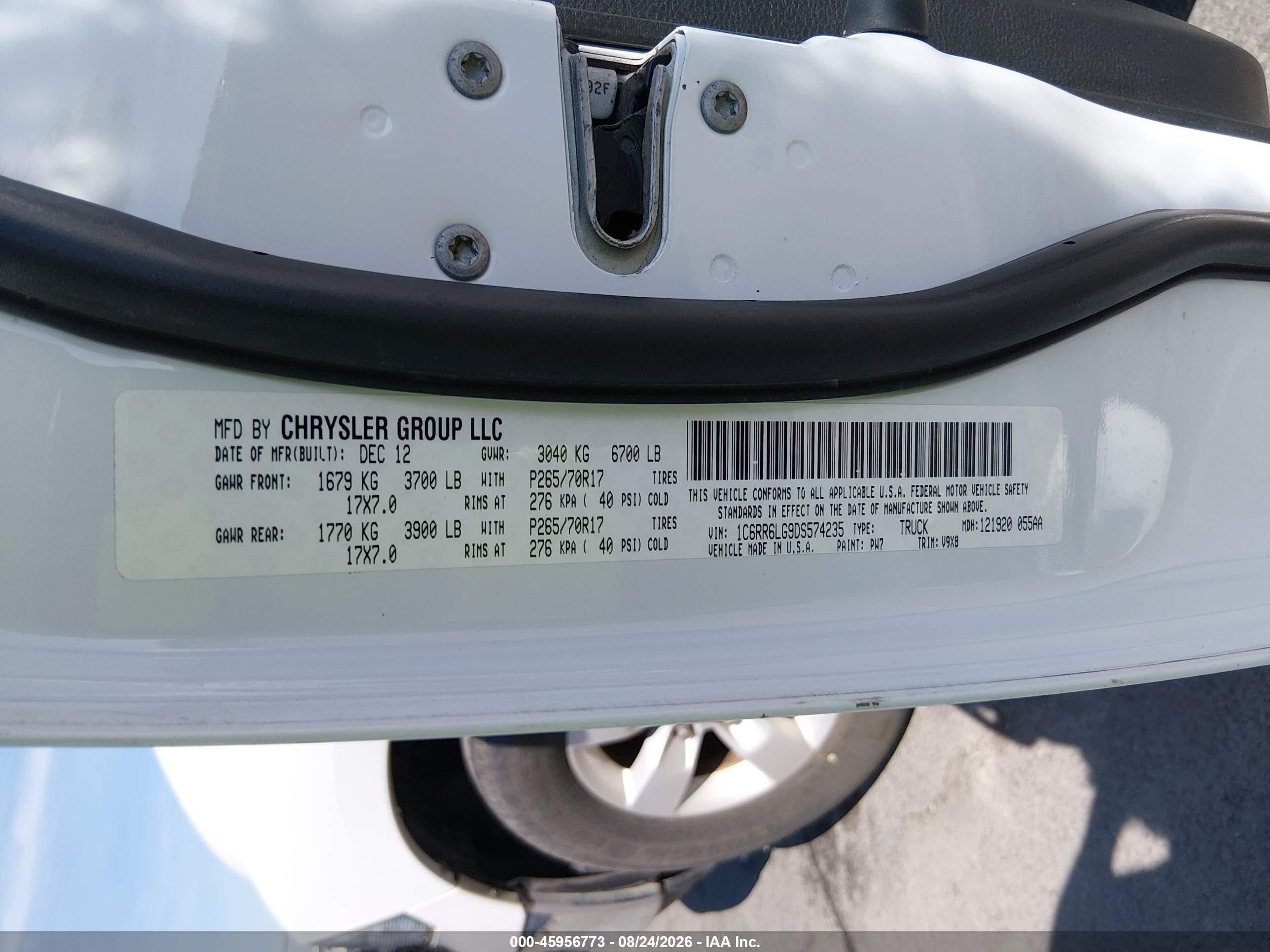 2013 Ram 1500 Slt White vin: 1C6RR6LG9DS574235