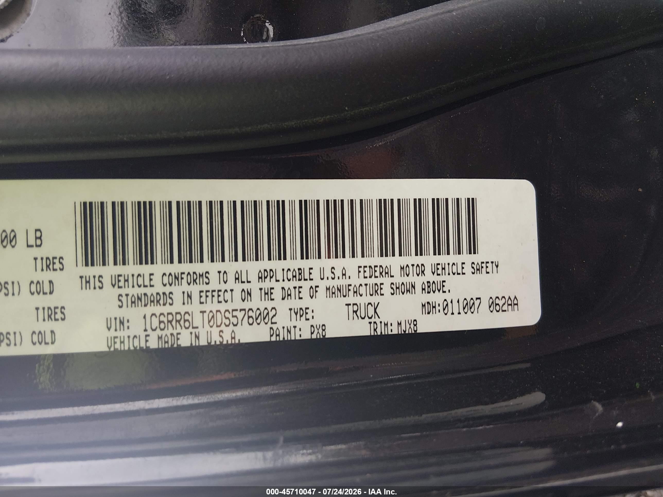 2013 Ram 1500   Black vin: 1C6RR6LT0DS576002