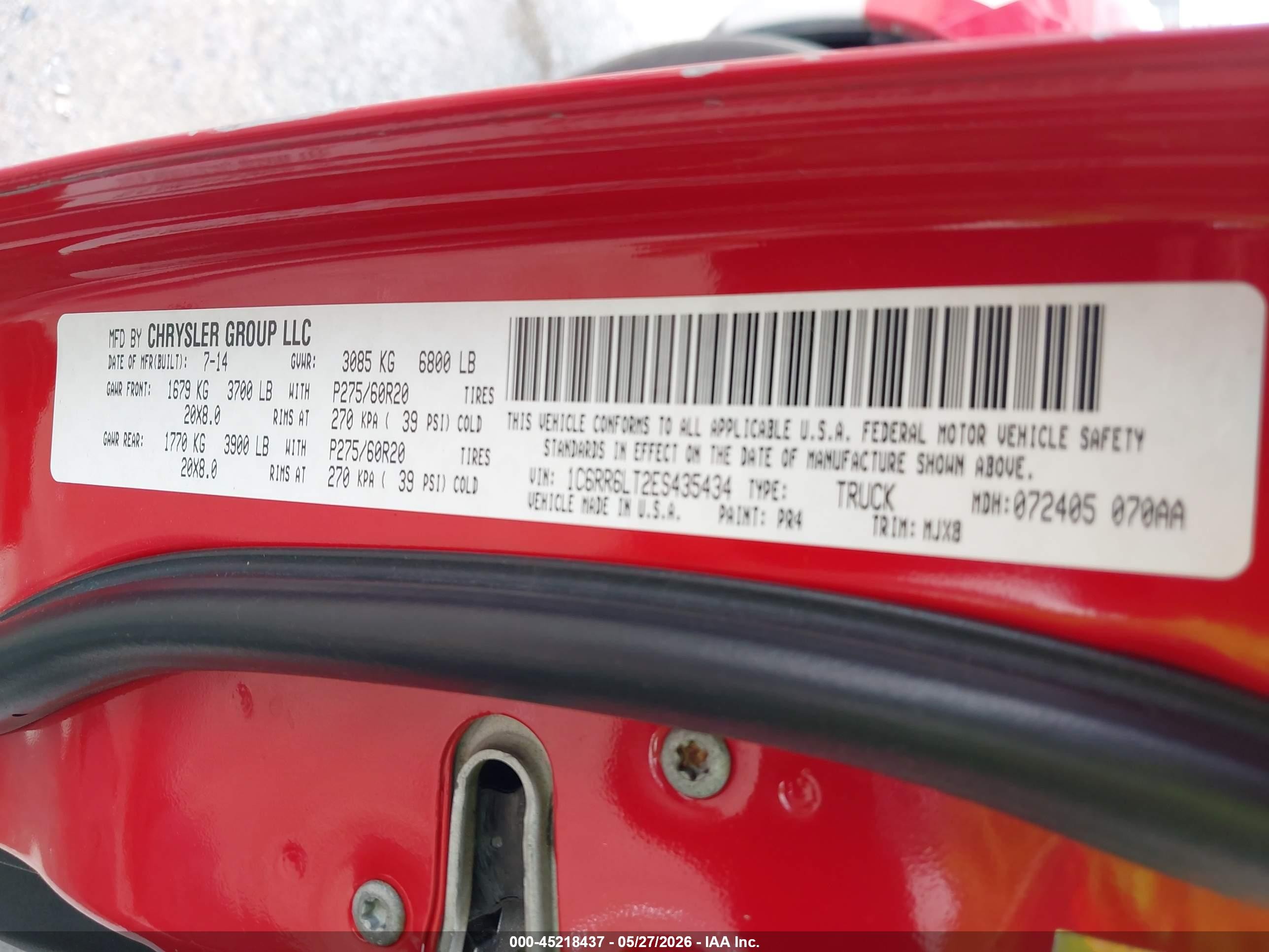 2014 Ram 1500 Lone Star Red vin: 1C6RR6LT2ES435434
