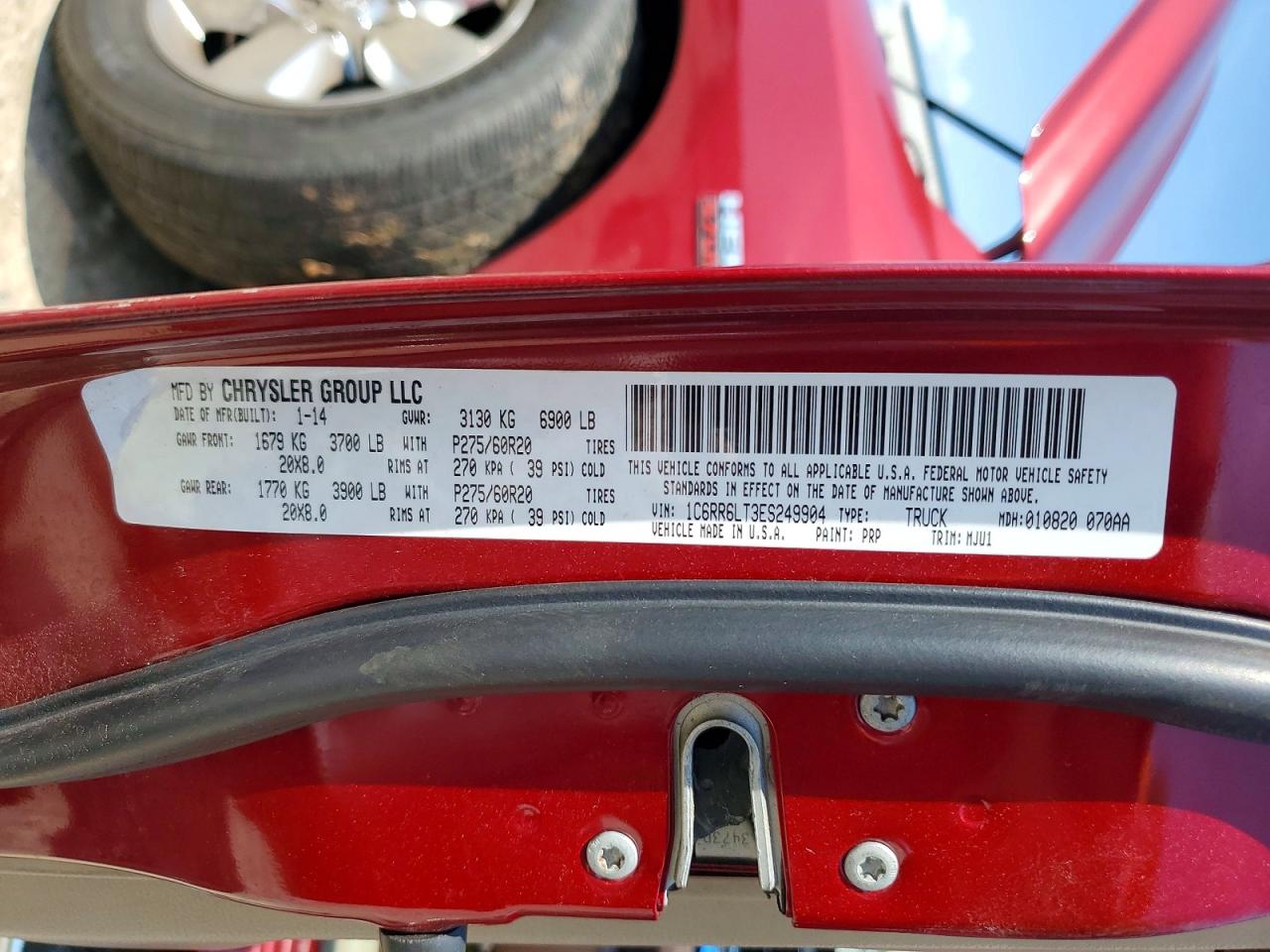 2014 Ram 1500 Slt Red vin: 1C6RR6LT3ES249904