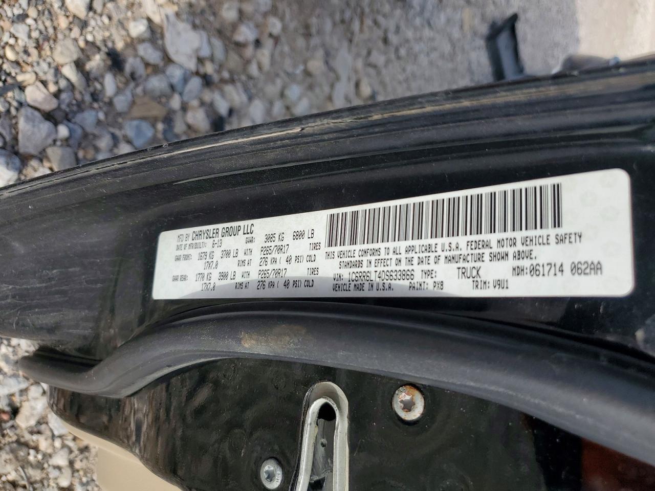 2013 Ram 1500 Slt Черный vin: 1C6RR6LT4DS633866