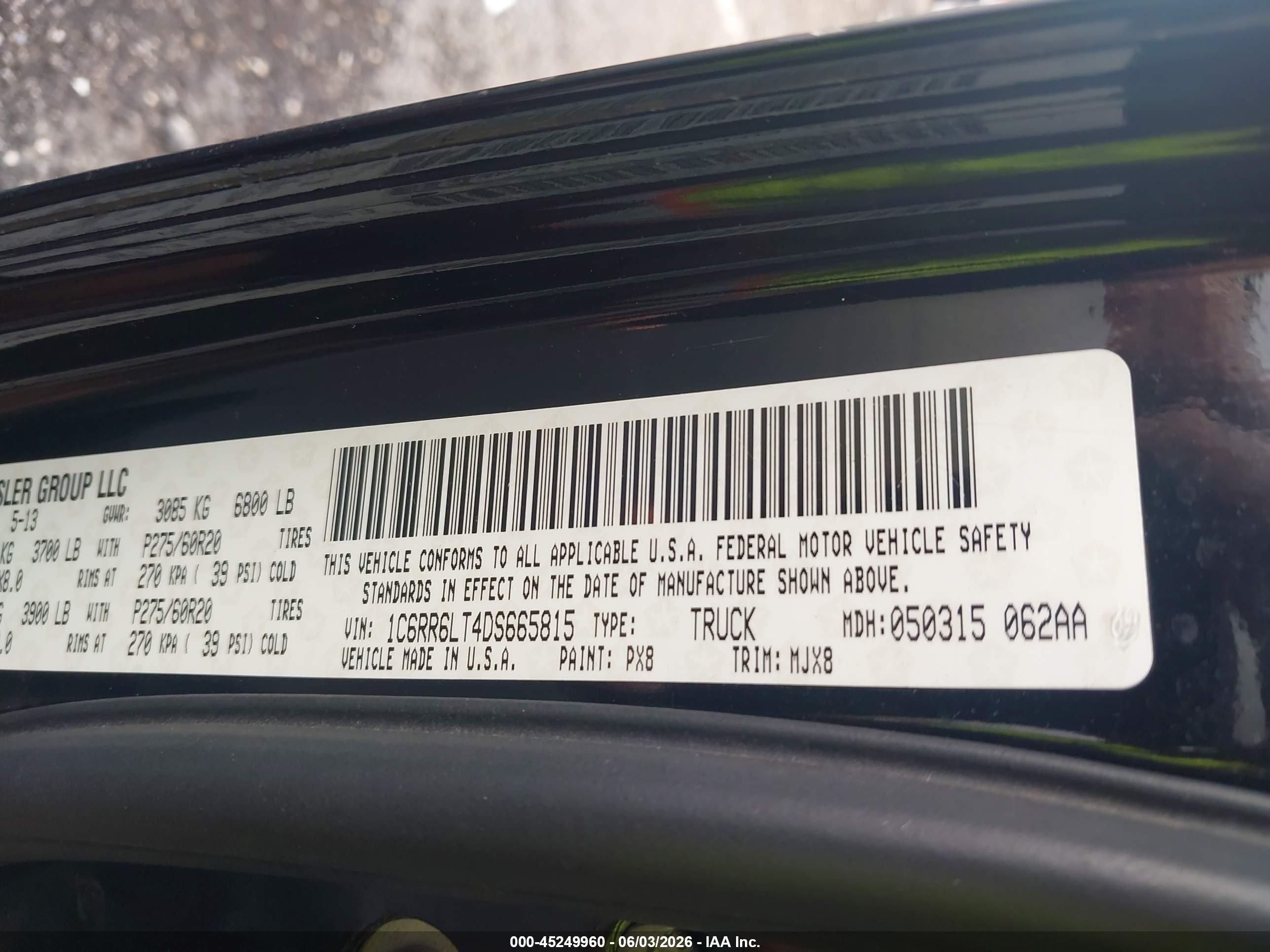 2013 Ram 1500 Lone Star Черный vin: 1C6RR6LT4DS665815