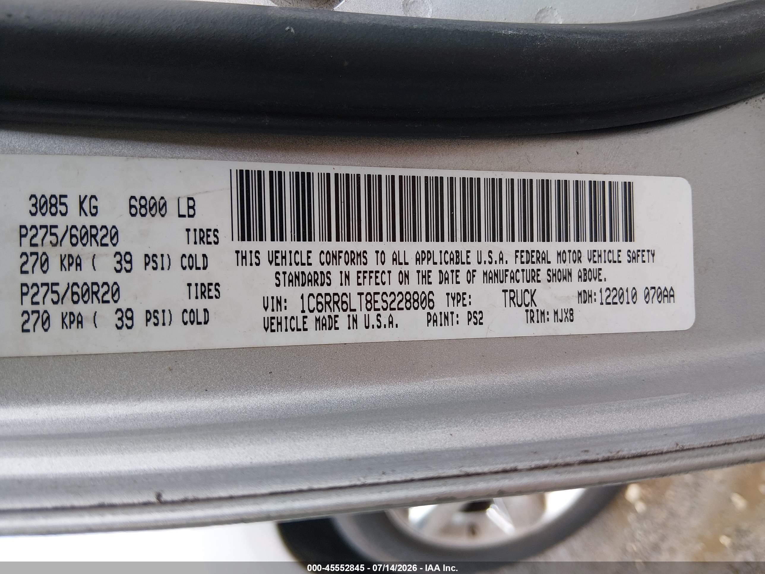 2014 Ram 1500 Big Horn Silver vin: 1C6RR6LT8ES228806