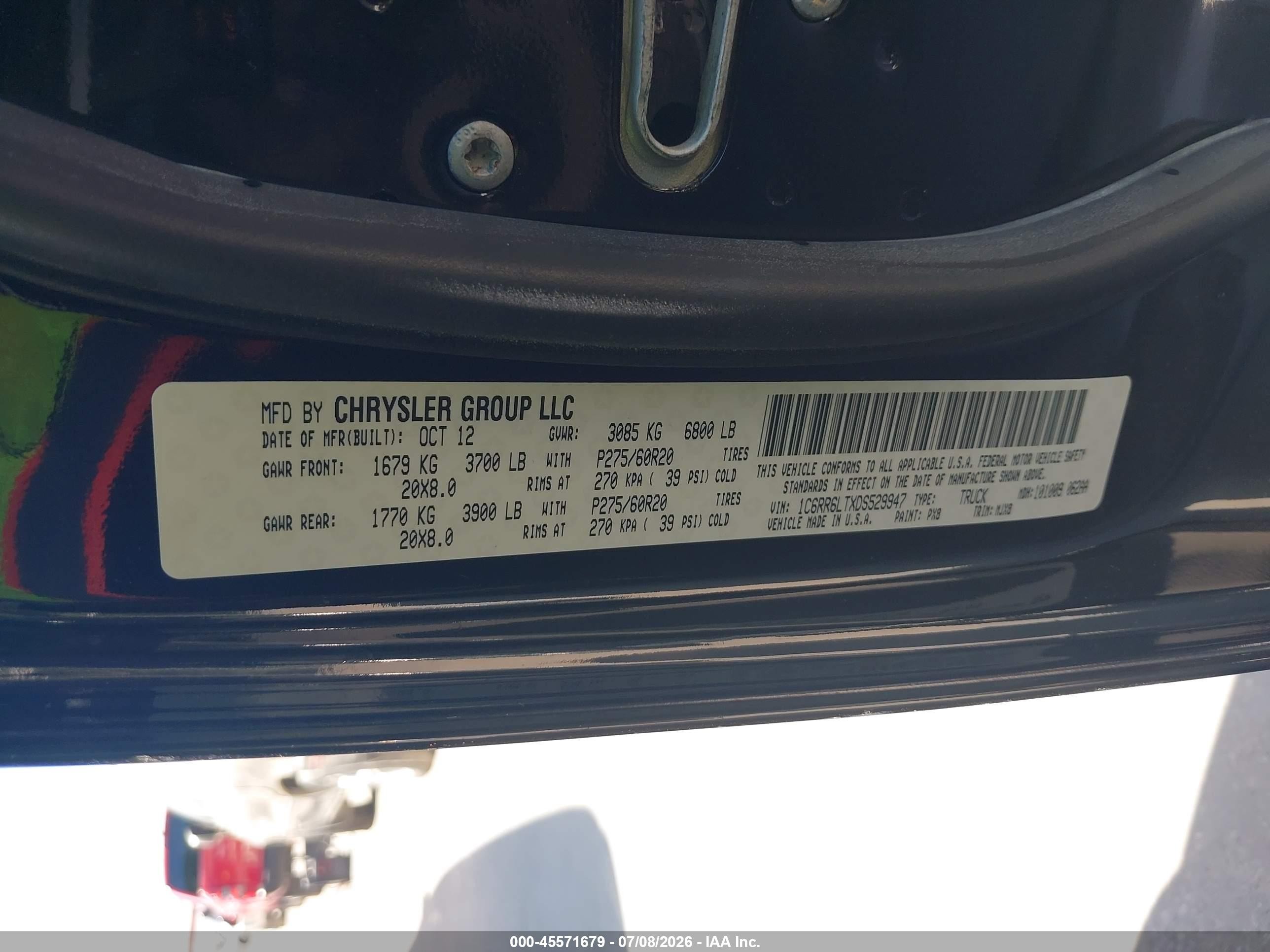 2013 Ram 1500 Lone Star Black vin: 1C6RR6LTXDS529947
