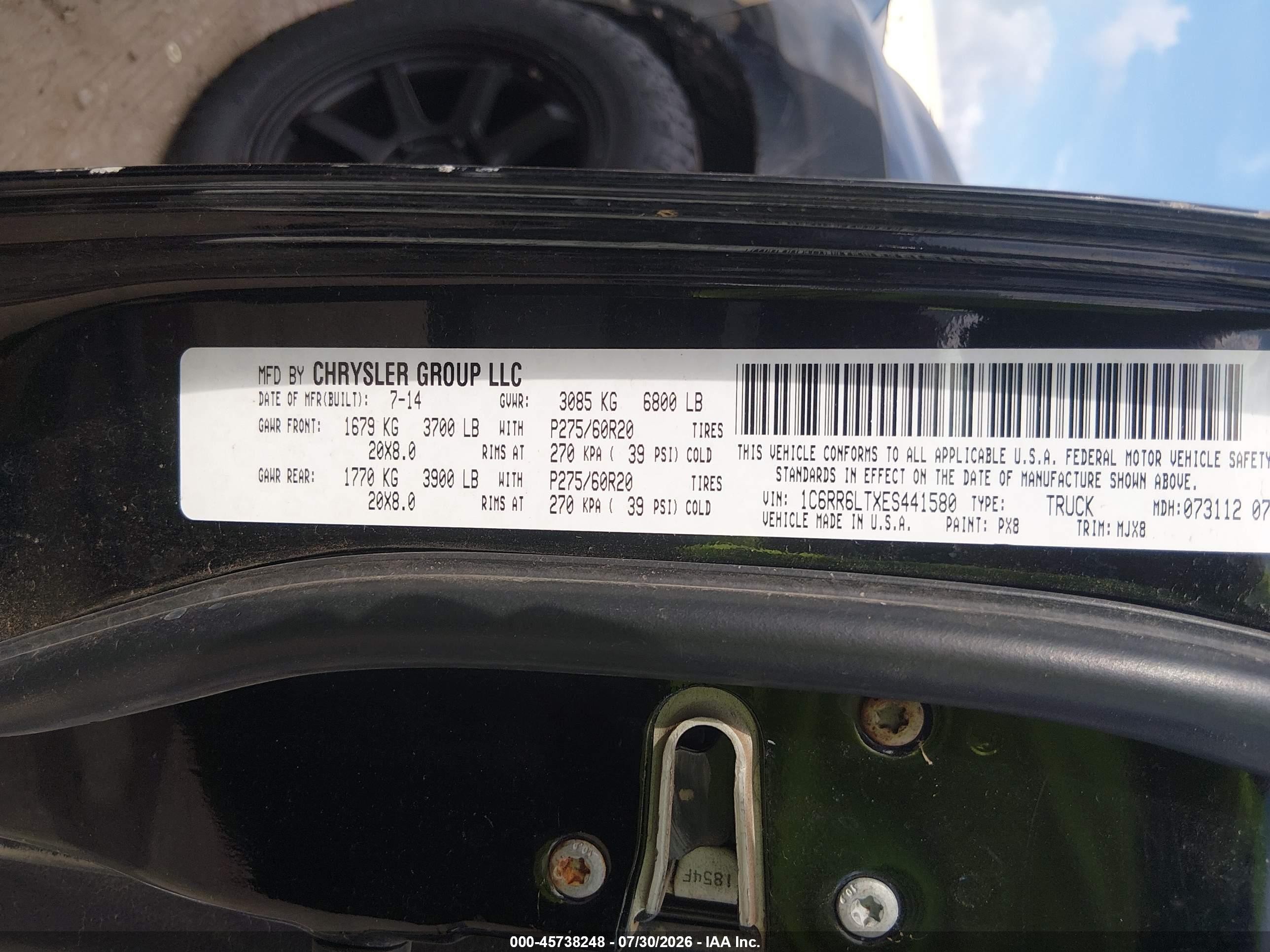 2014 Ram 1500 Lone Star Черный vin: 1C6RR6LTXES441580
