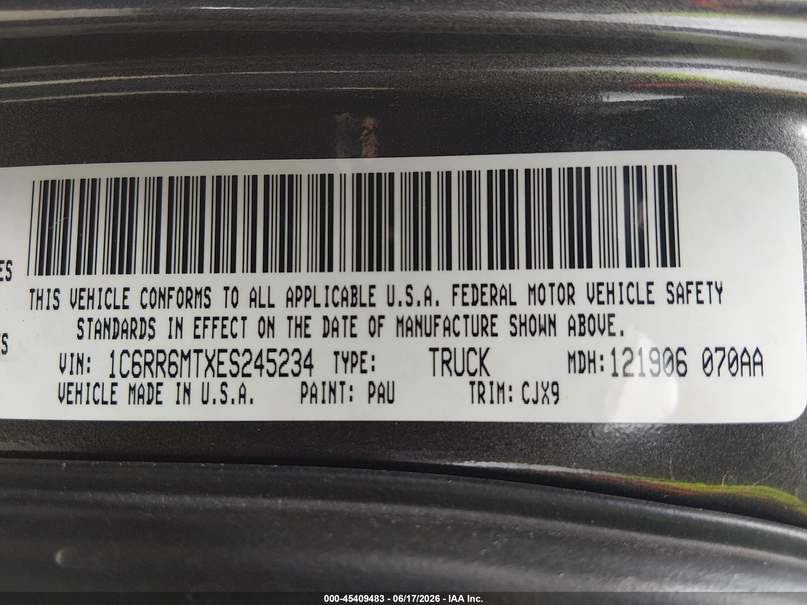 2014 Ram 1500 Sport Gray vin: 1C6RR6MTXES245234