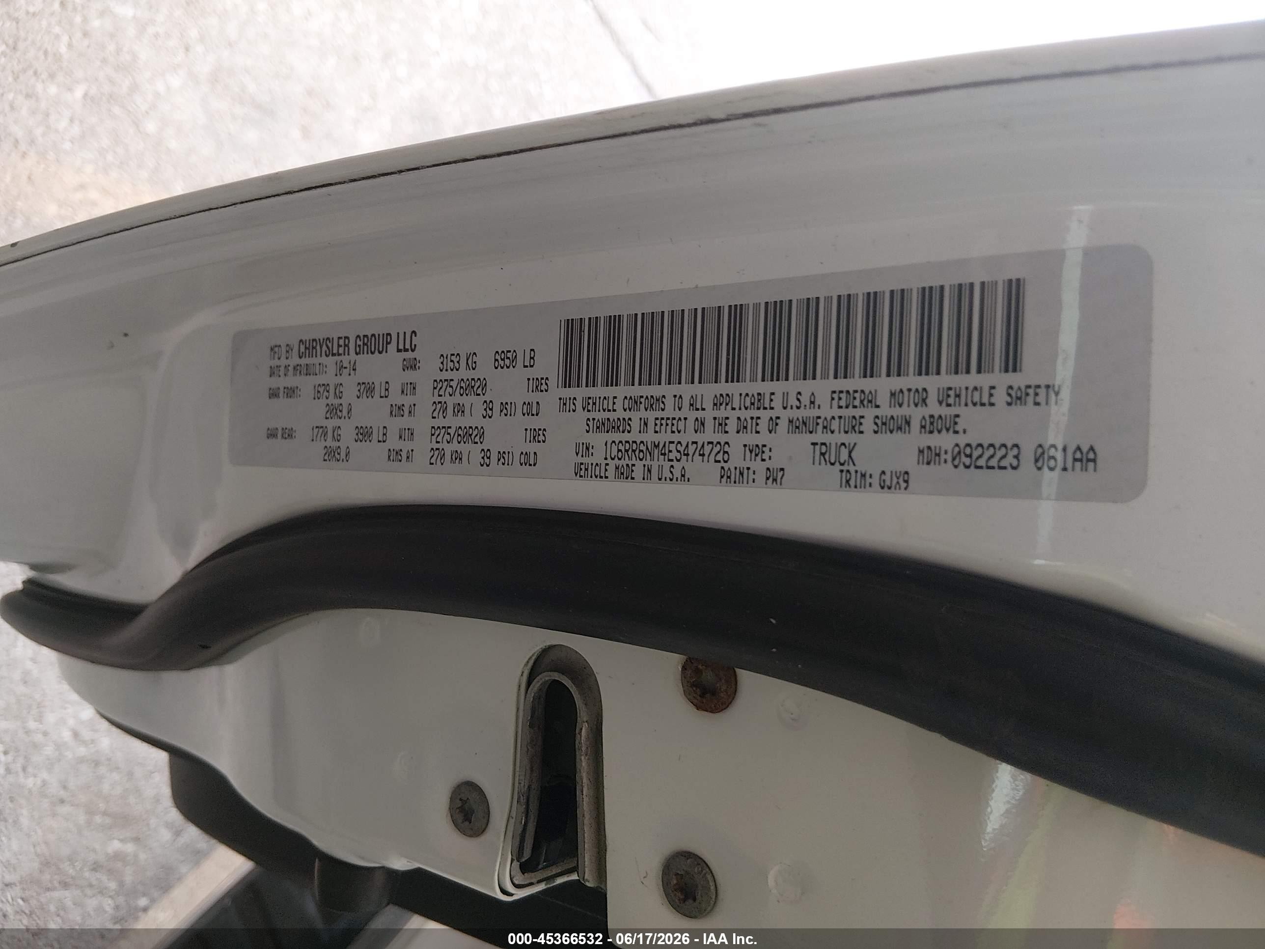 2014 Ram 1500 Laramie White vin: 1C6RR6NM4ES474726