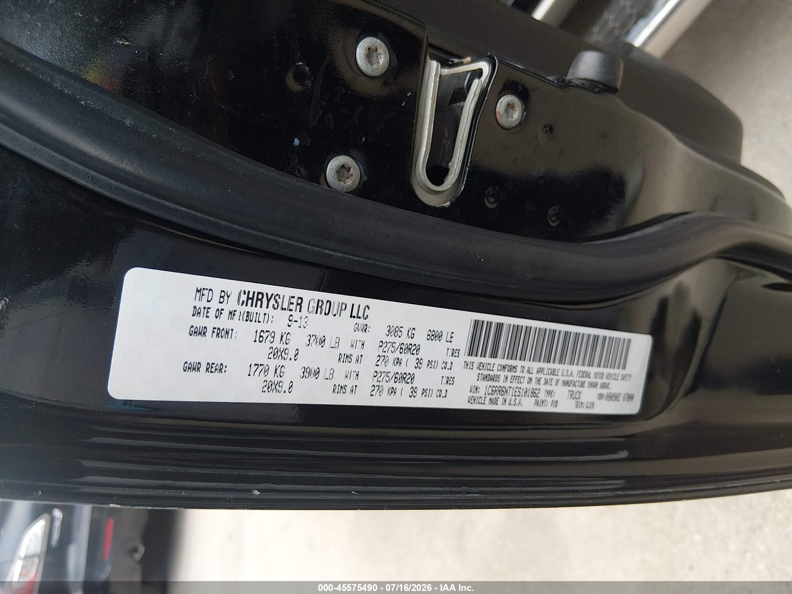2014 Ram 1500 Laramie Черный vin: 1C6RR6NT1ES101862