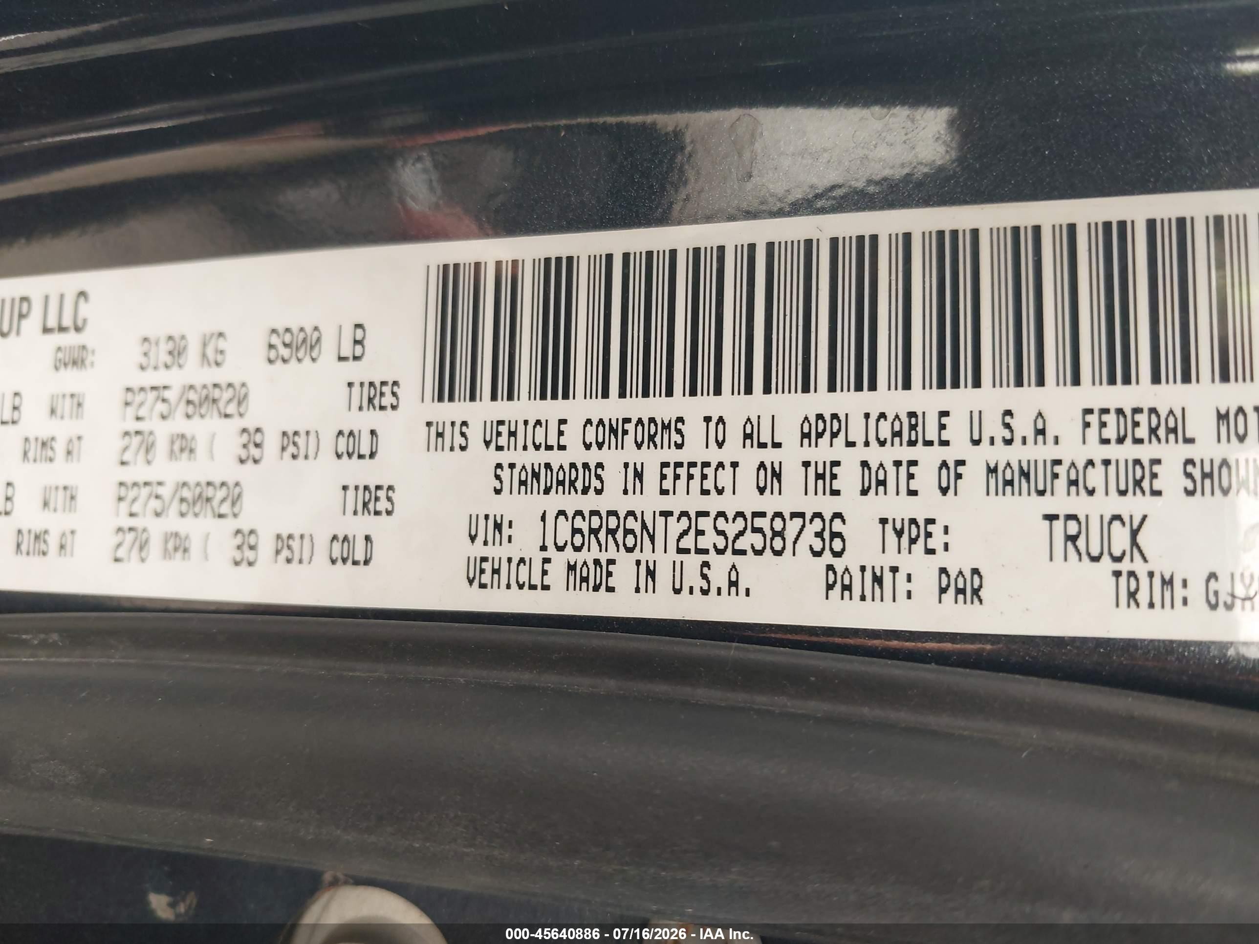 2014 Ram 1500 Laramie Blue vin: 1C6RR6NT2ES258736