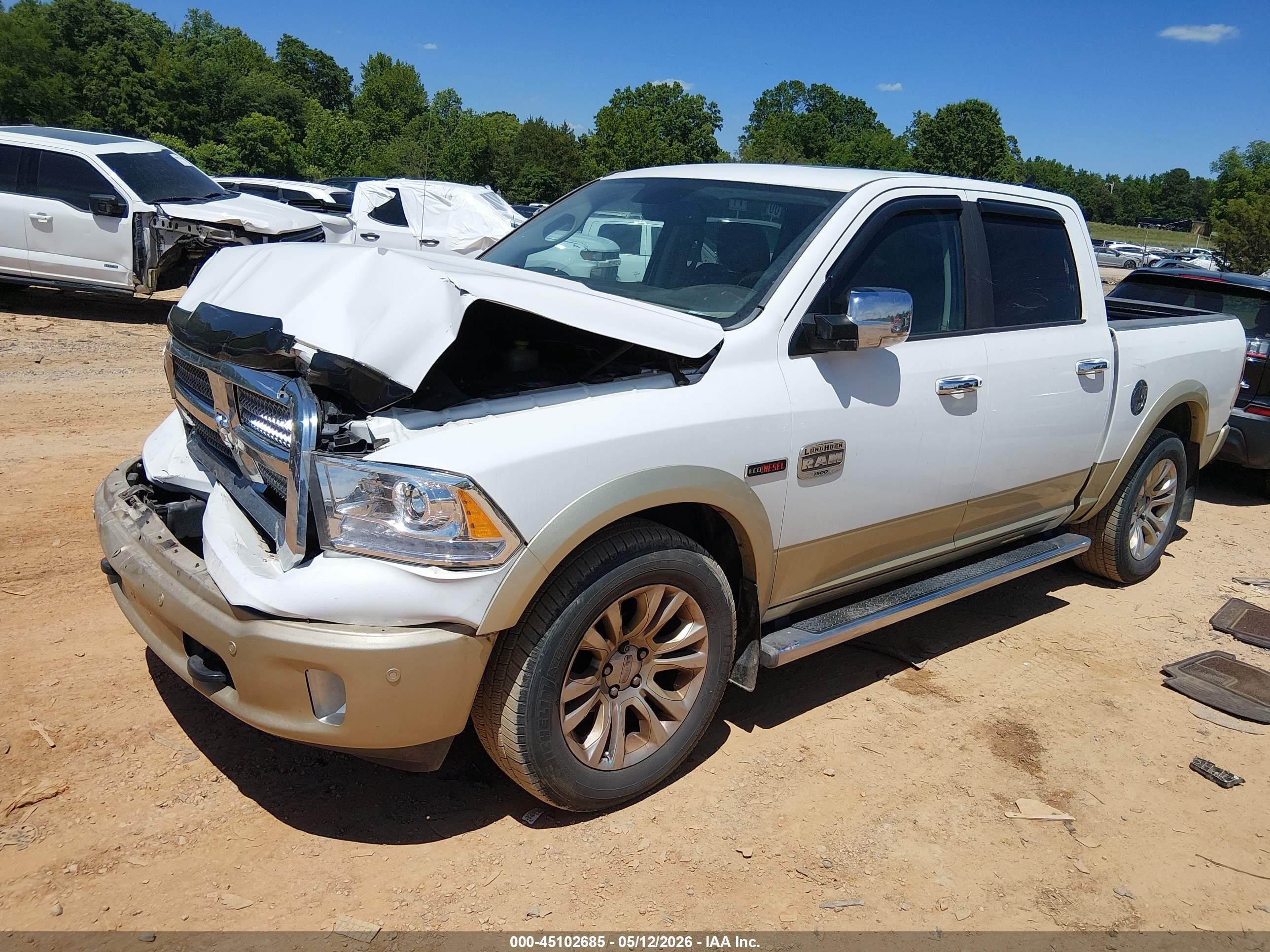 2015 Ram 1500 Laramie Longhorn White vin: 1C6RR6PM7FS523514
