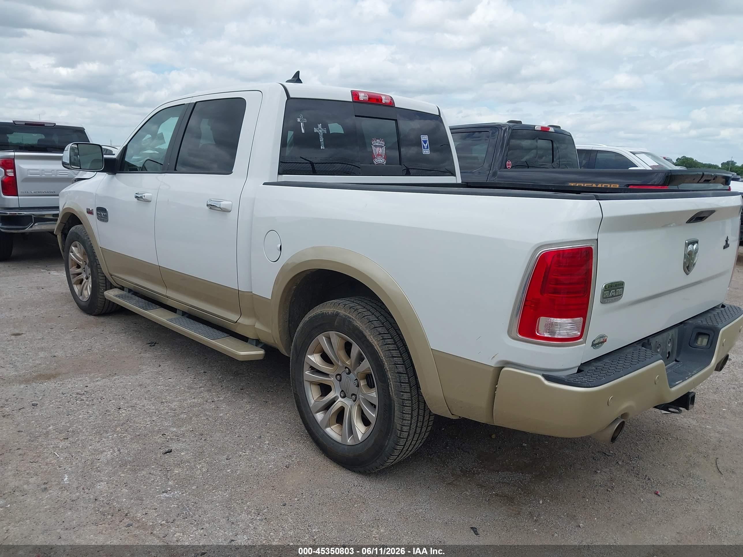 2014 Ram 1500 Longhorn White vin: 1C6RR6PT0ES184312