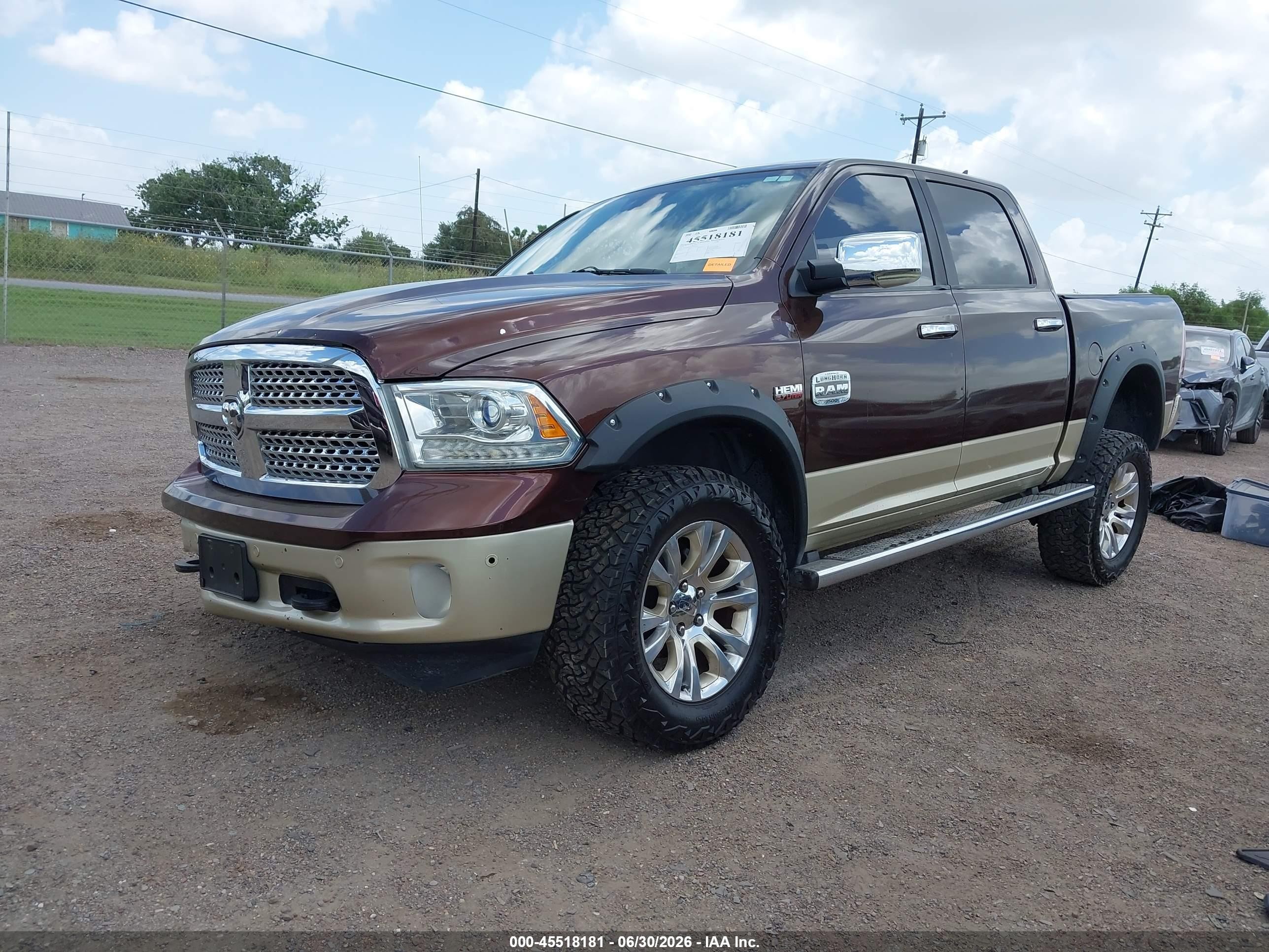 2015 Ram 1500 Laramie Longhorn Brown vin: 1C6RR6PT6FS651203