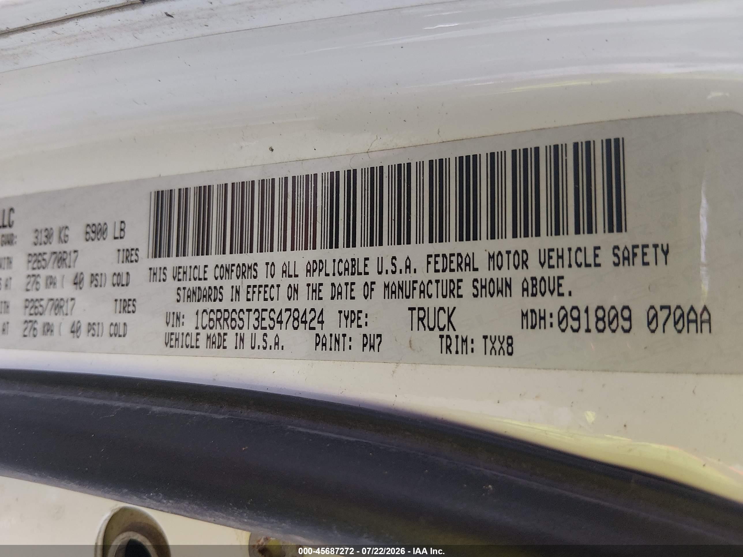 2014 Ram 1500 Tradesman White vin: 1C6RR6ST3ES478424