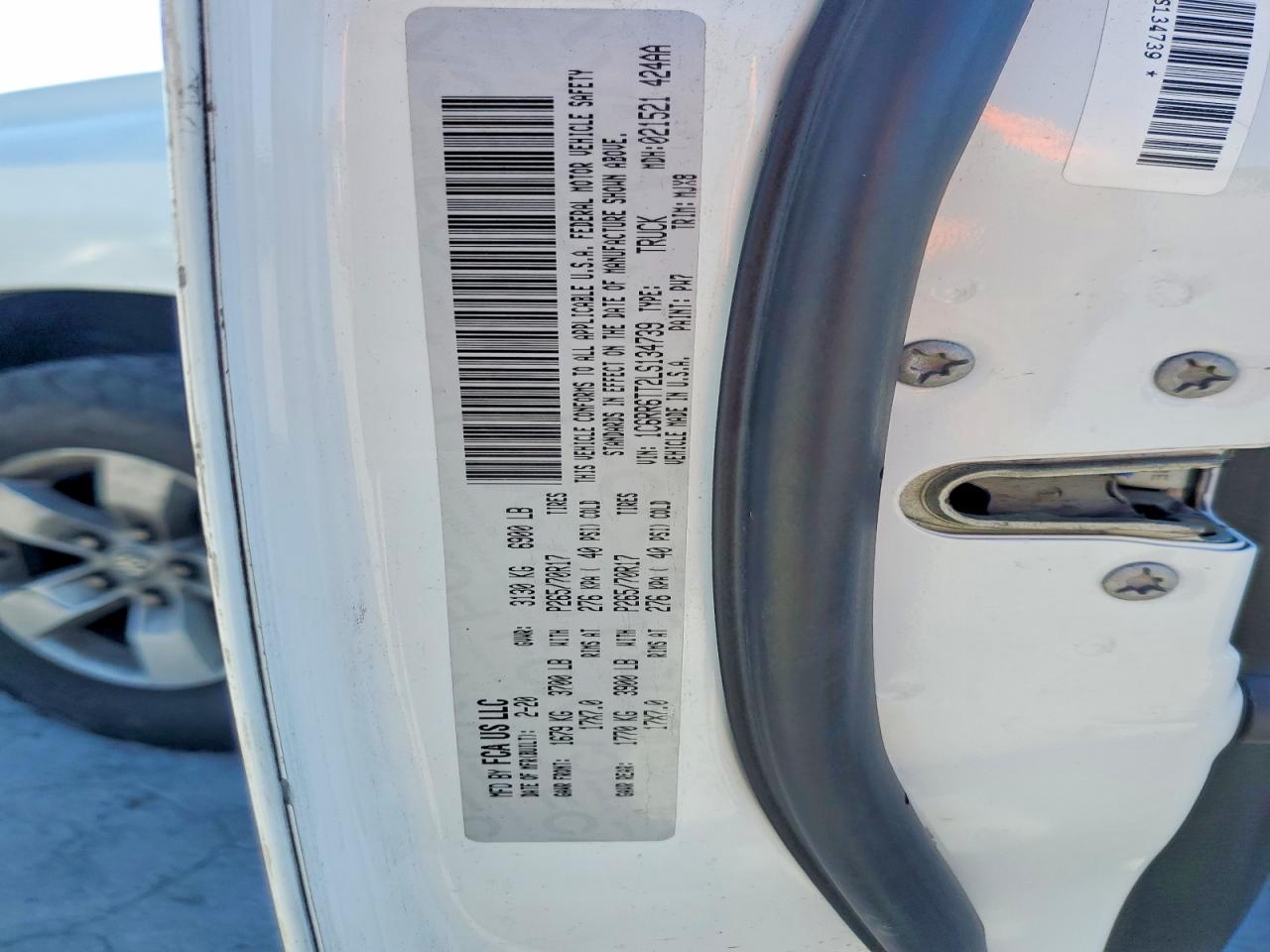 2020 Ram 1500 Classic Slt White vin: 1C6RR6TT2LS134739