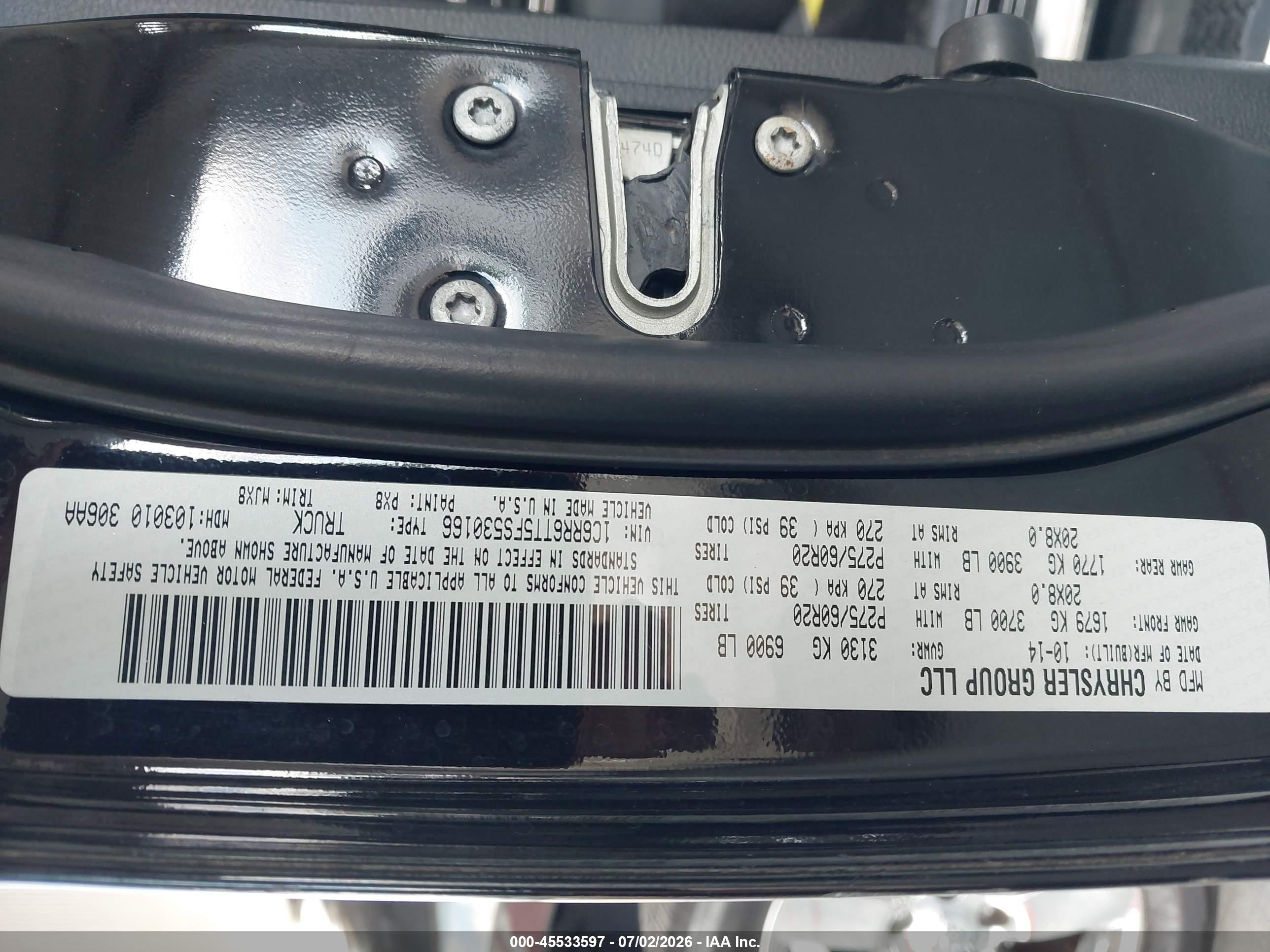 2015 Ram 1500 Big Horn Черный vin: 1C6RR6TT5FS530166