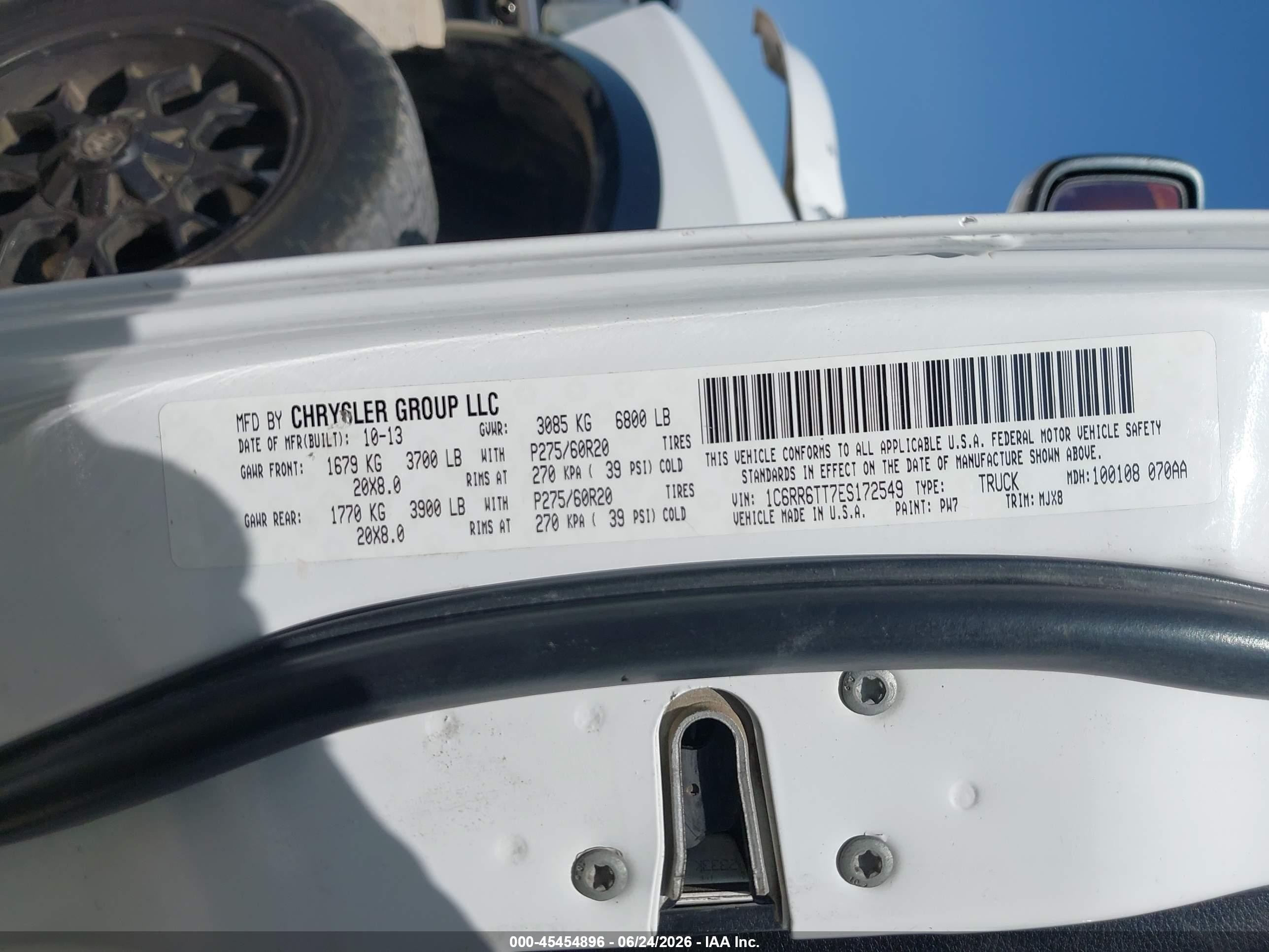 2014 Ram 1500 Outdoorsman White vin: 1C6RR6TT7ES172549