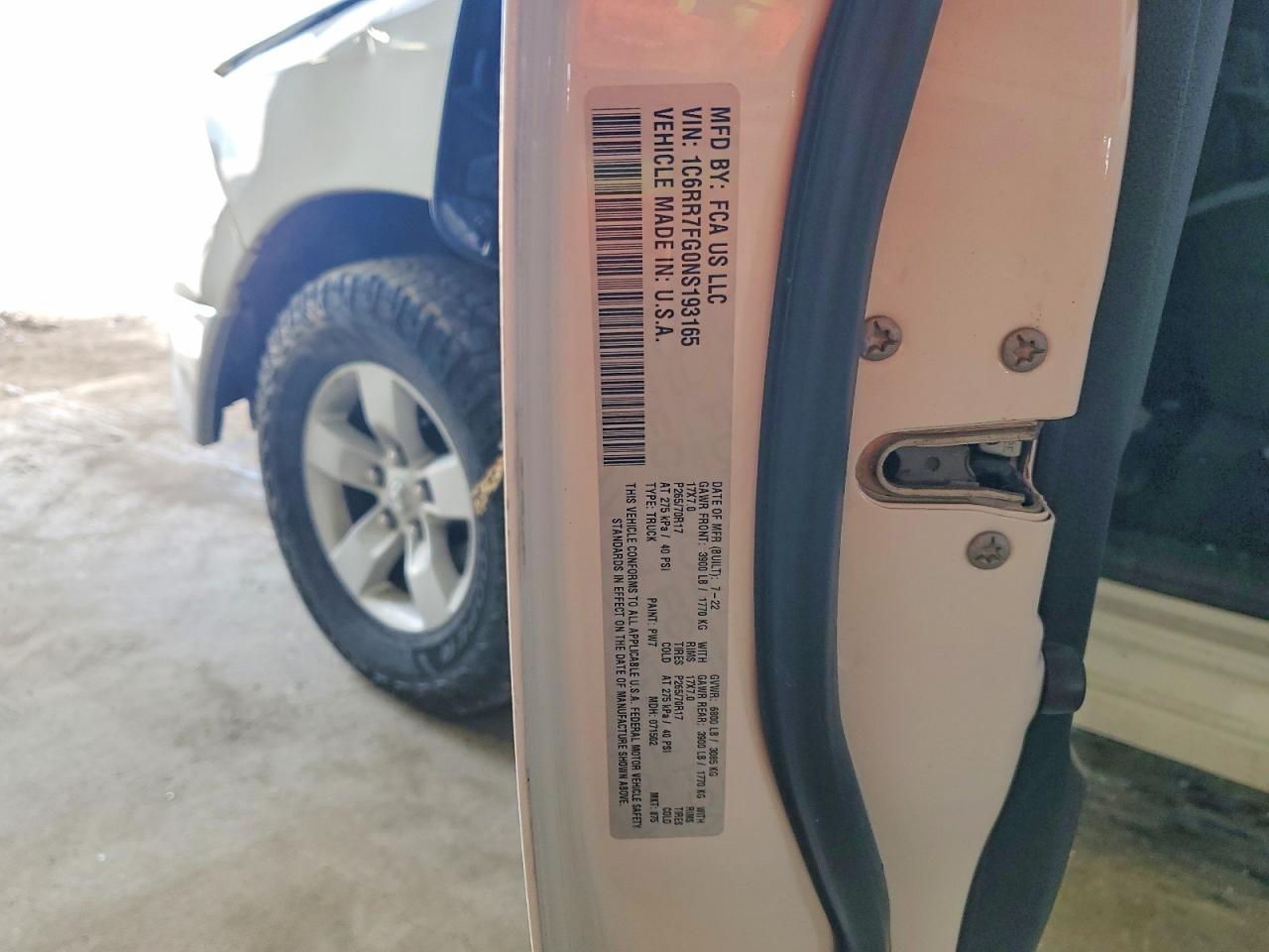 2022 Ram 1500 Classic Tradesman White vin: 1C6RR7FG0NS193165