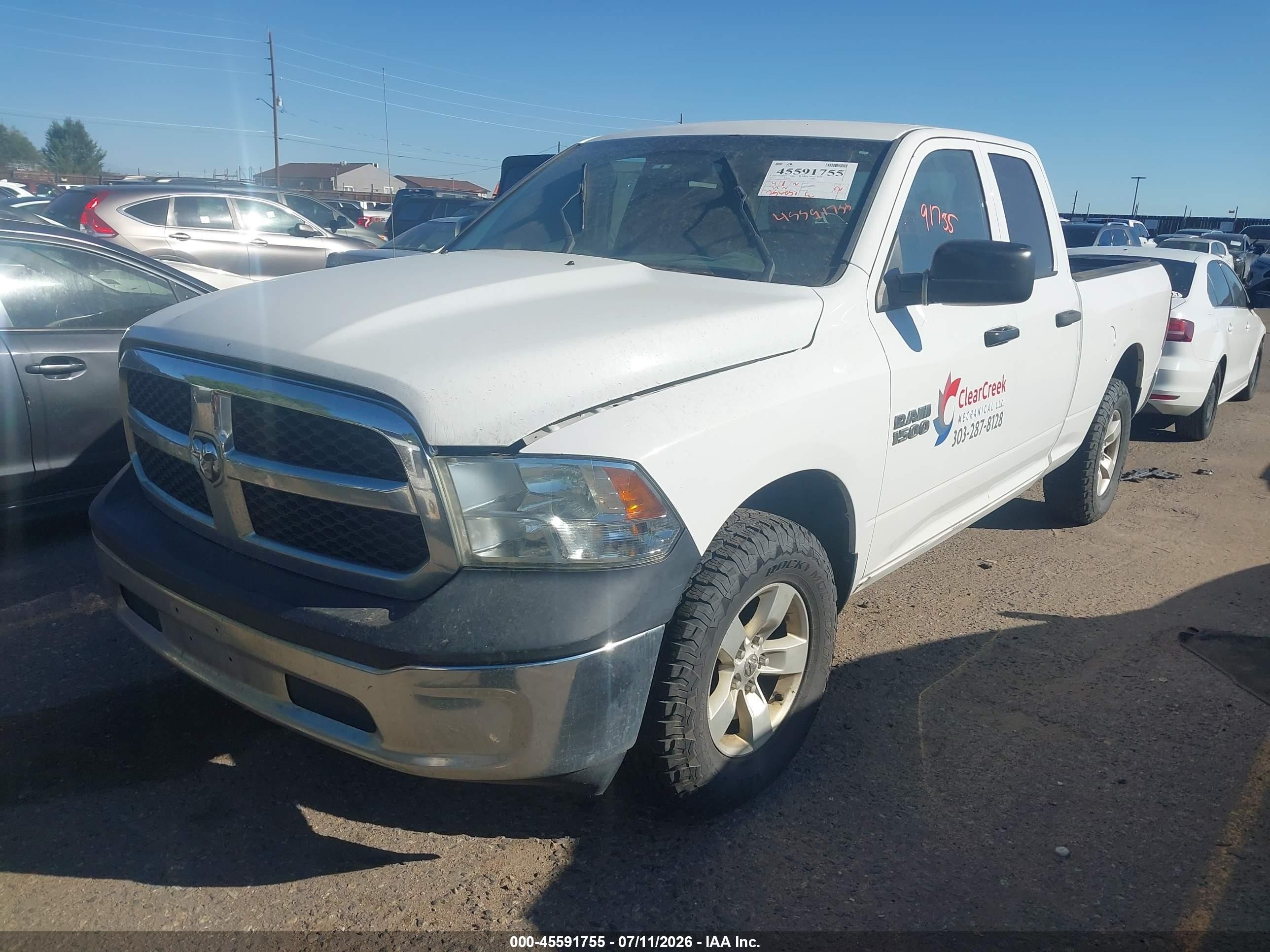 2014 Ram 1500 Tradesman White vin: 1C6RR7FG1ES242468