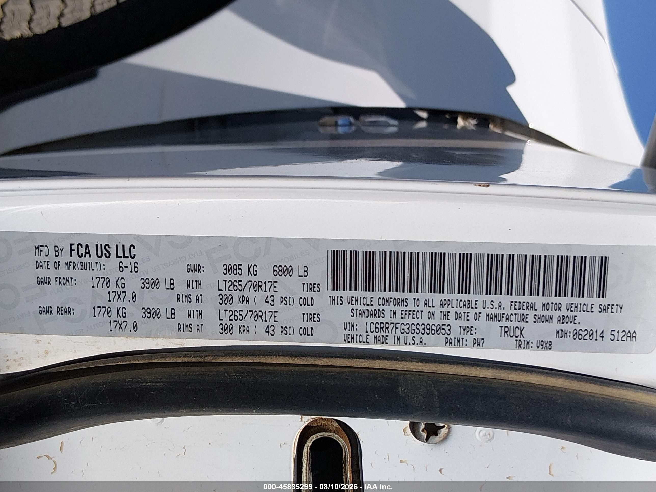 2016 Ram 1500 Tradesman White vin: 1C6RR7FG3GS396053