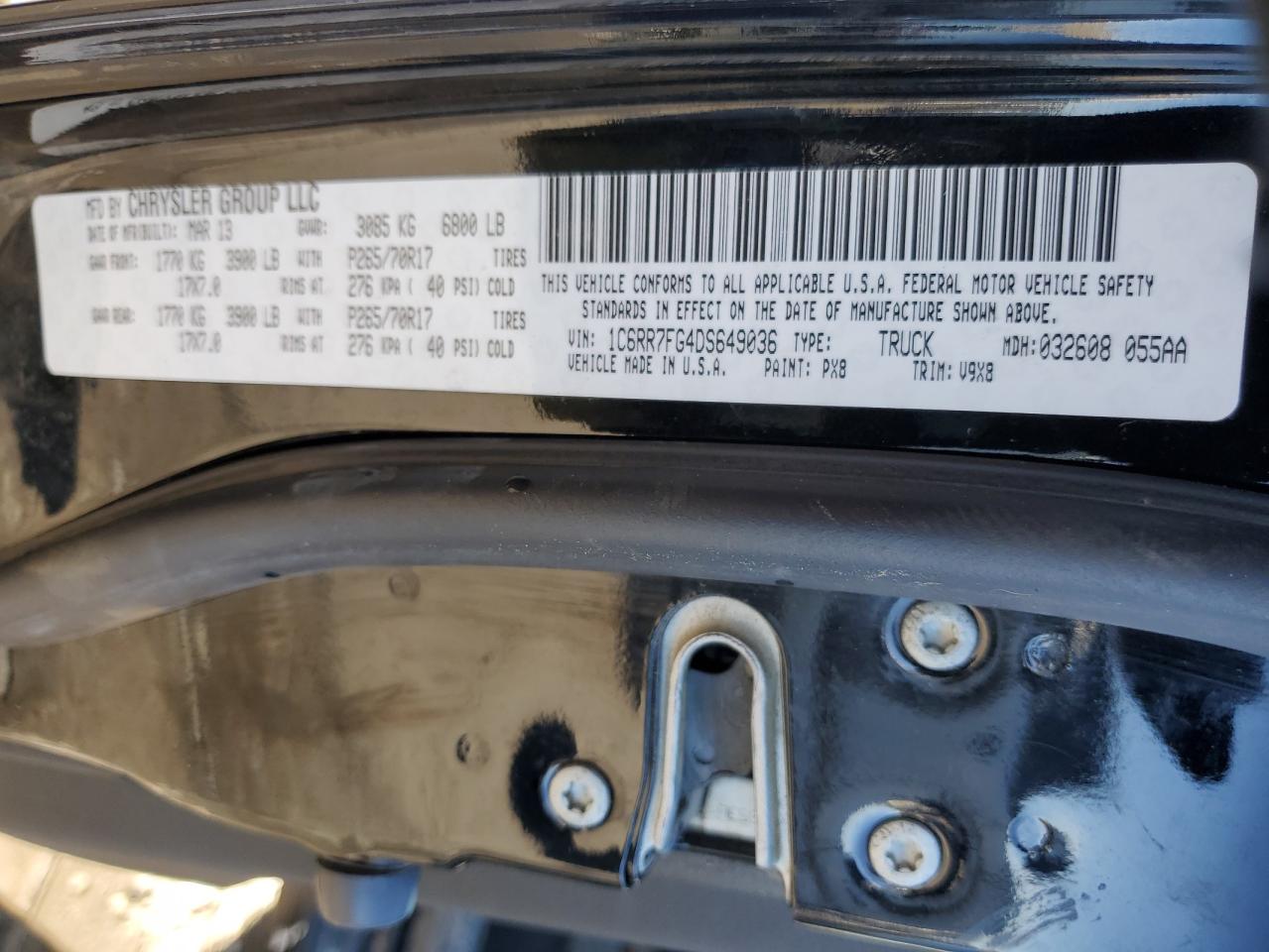 2013 Ram 1500 St Black vin: 1C6RR7FG4DS649036